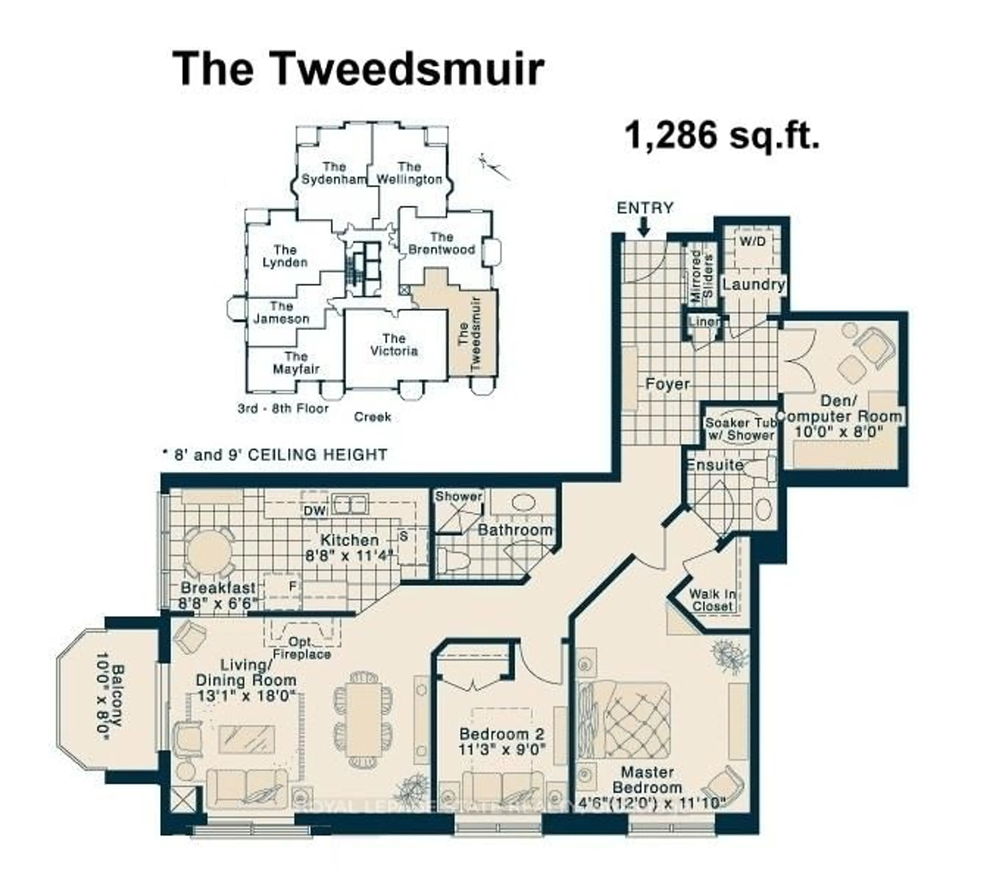 Floor plan for 2000 Creekside Dr #805, Hamilton Ontario L9H 7S7