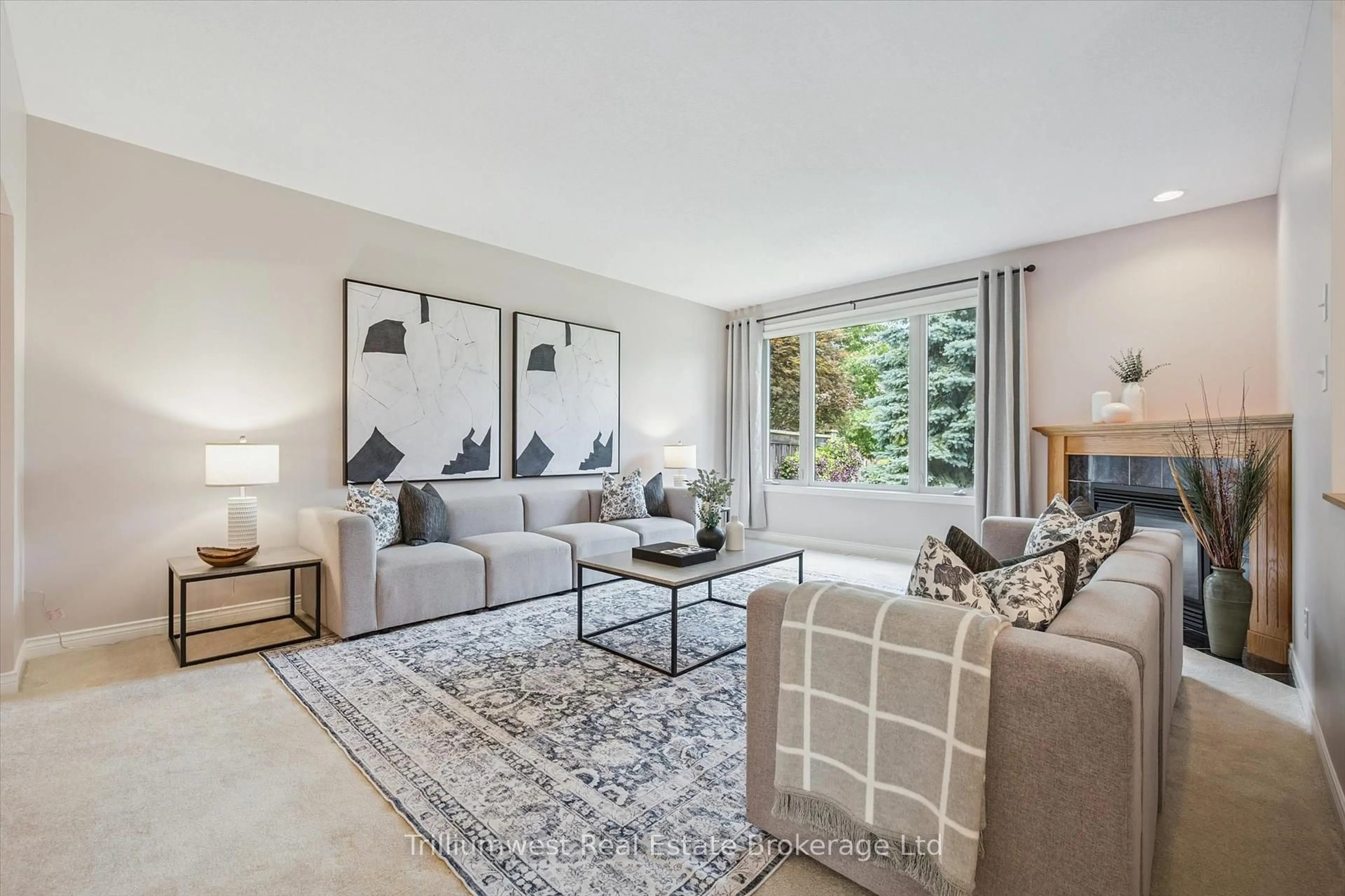 Living room with furniture, carpet floor for 254 Summerfield Dr #29, Guelph Ontario N1L 1R4