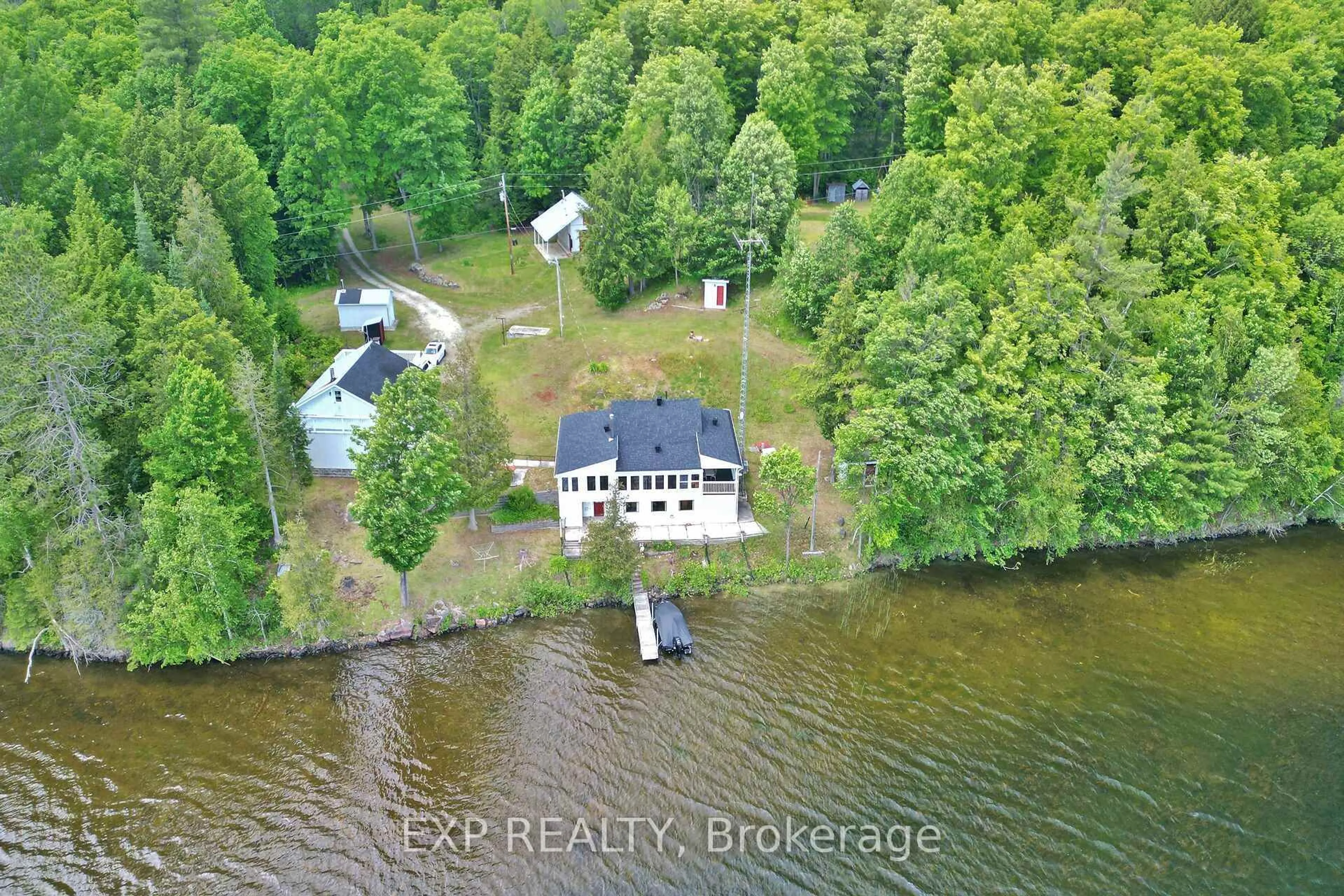A pic from outside/outdoor area/front of a property/back of a property/a pic from drone, water/lake/river/ocean view for 1876 FLOWER STATION Rd, Lanark Ontario K0G 1K0