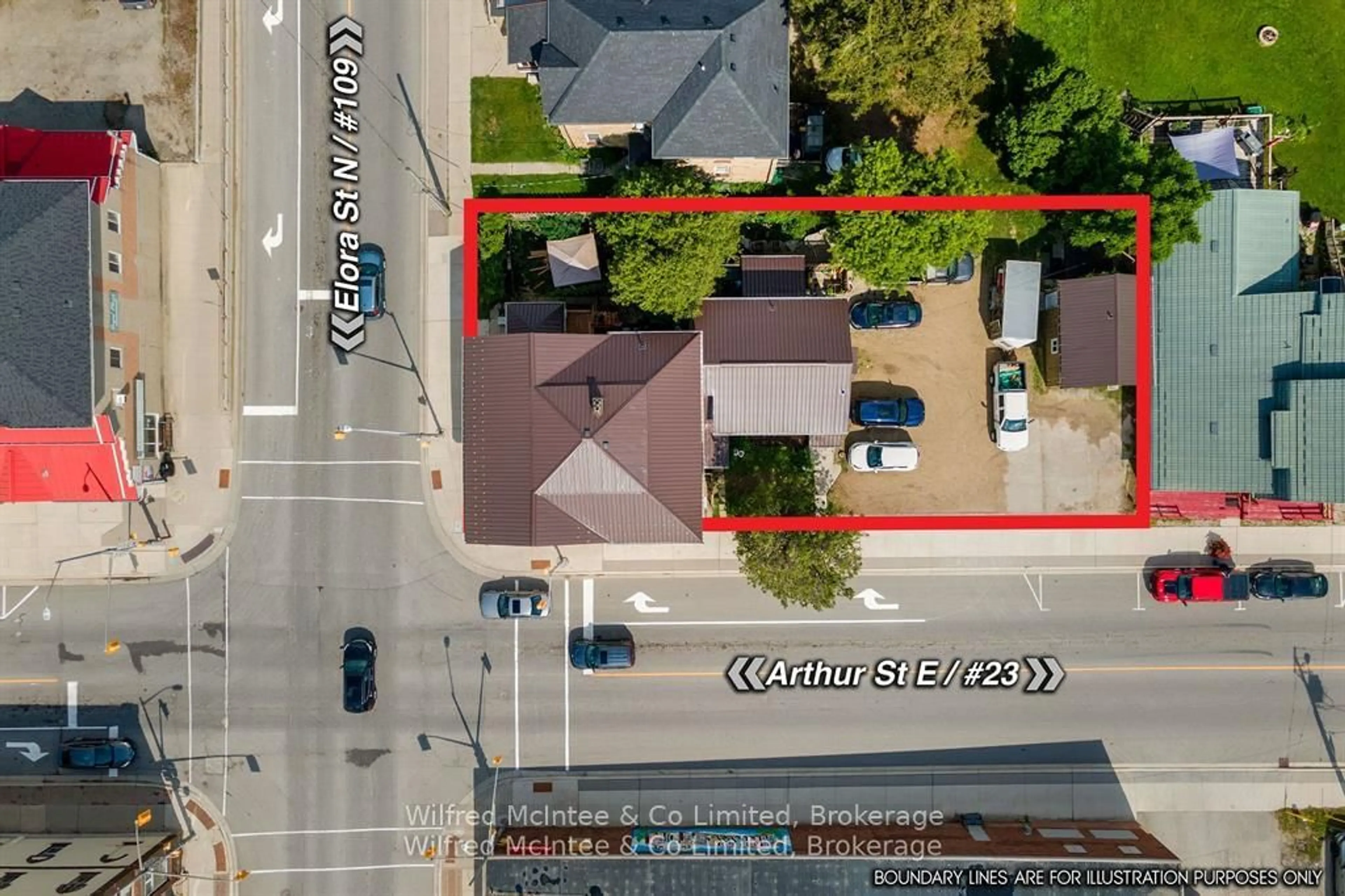 A pic from outside/outdoor area/front of a property/back of a property/a pic from drone, street for 4 Elora St, Minto Ontario N0G 1Z0