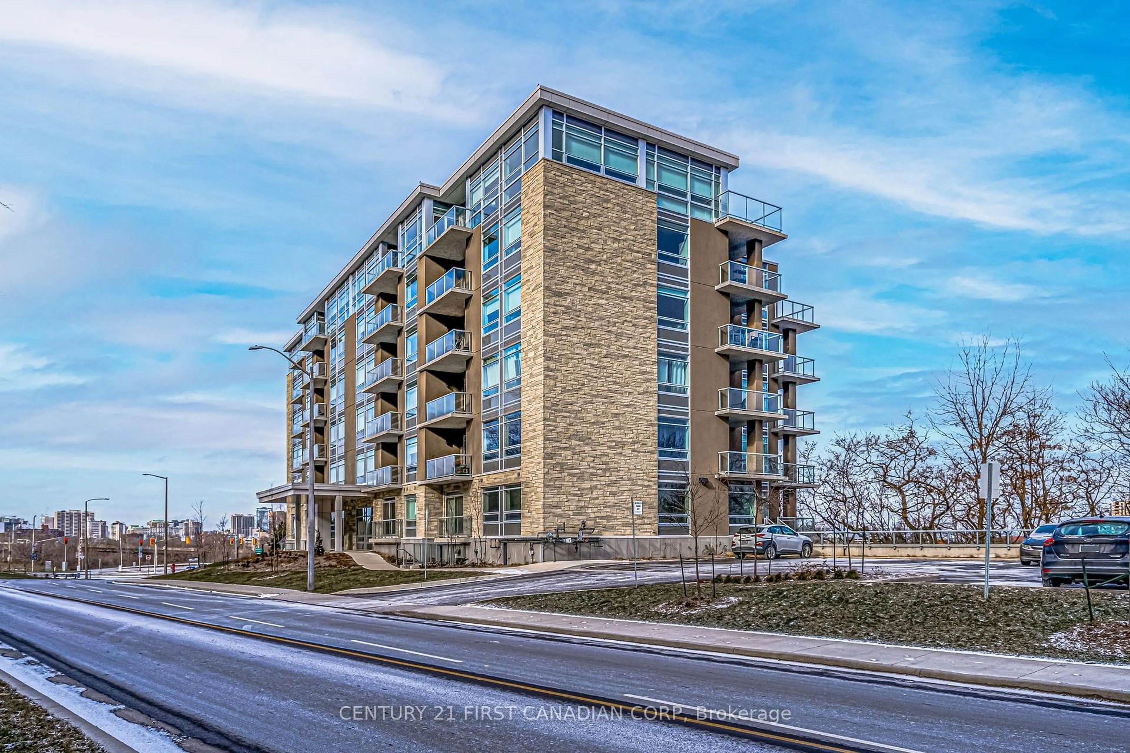 A pic from outside/outdoor area/front of a property/back of a property/a pic from drone, building for 455 Charlton Ave #103, Hamilton Ontario L8N 0B2