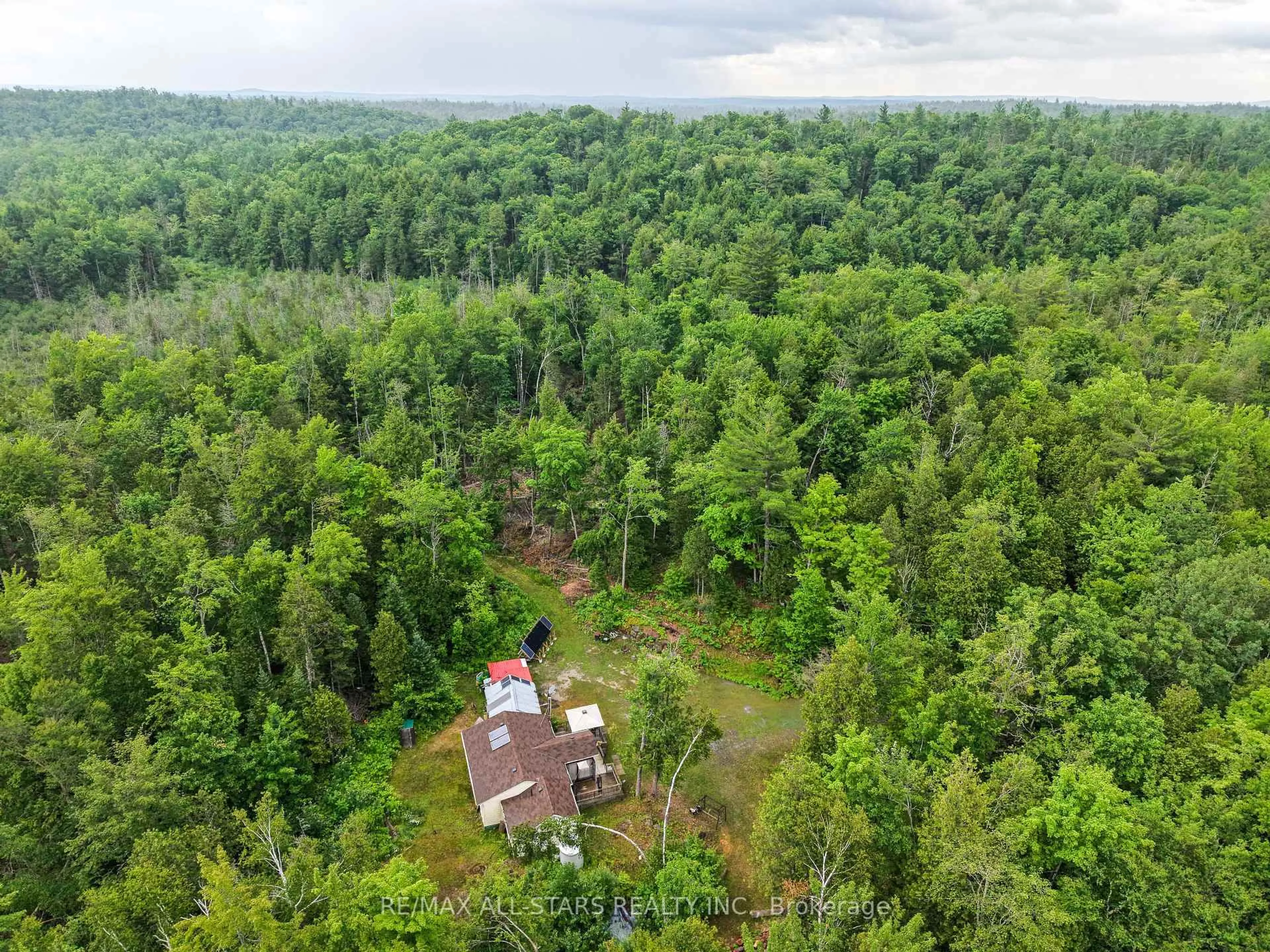 A pic from outside/outdoor area/front of a property/back of a property/a pic from drone, forest/trees view for 7227 Old Hastings Rd, Tudor and Cashel Ontario L0L 1W0