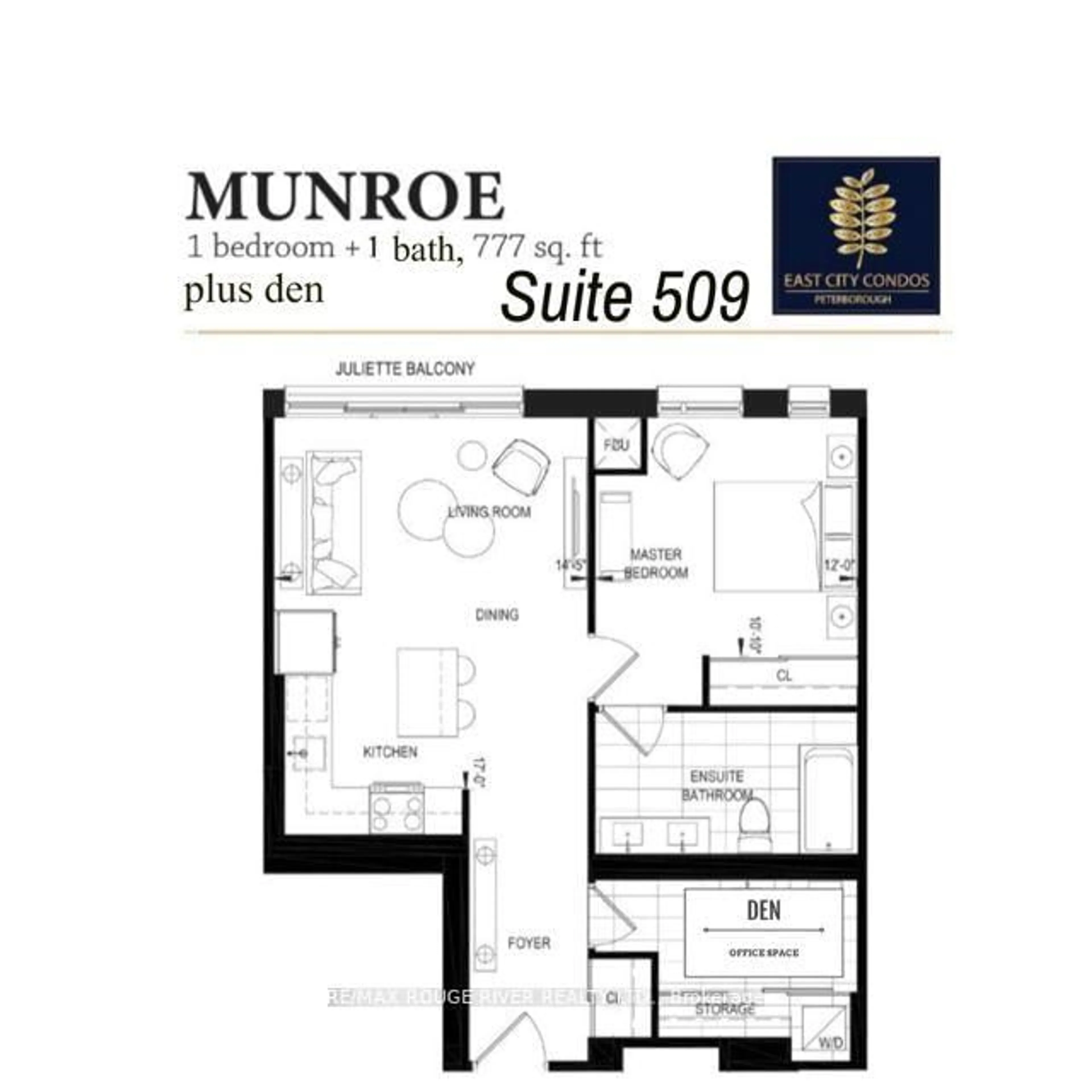 Floor plan for 195 Hunter St #509, Peterborough East Ontario K9H 1G9