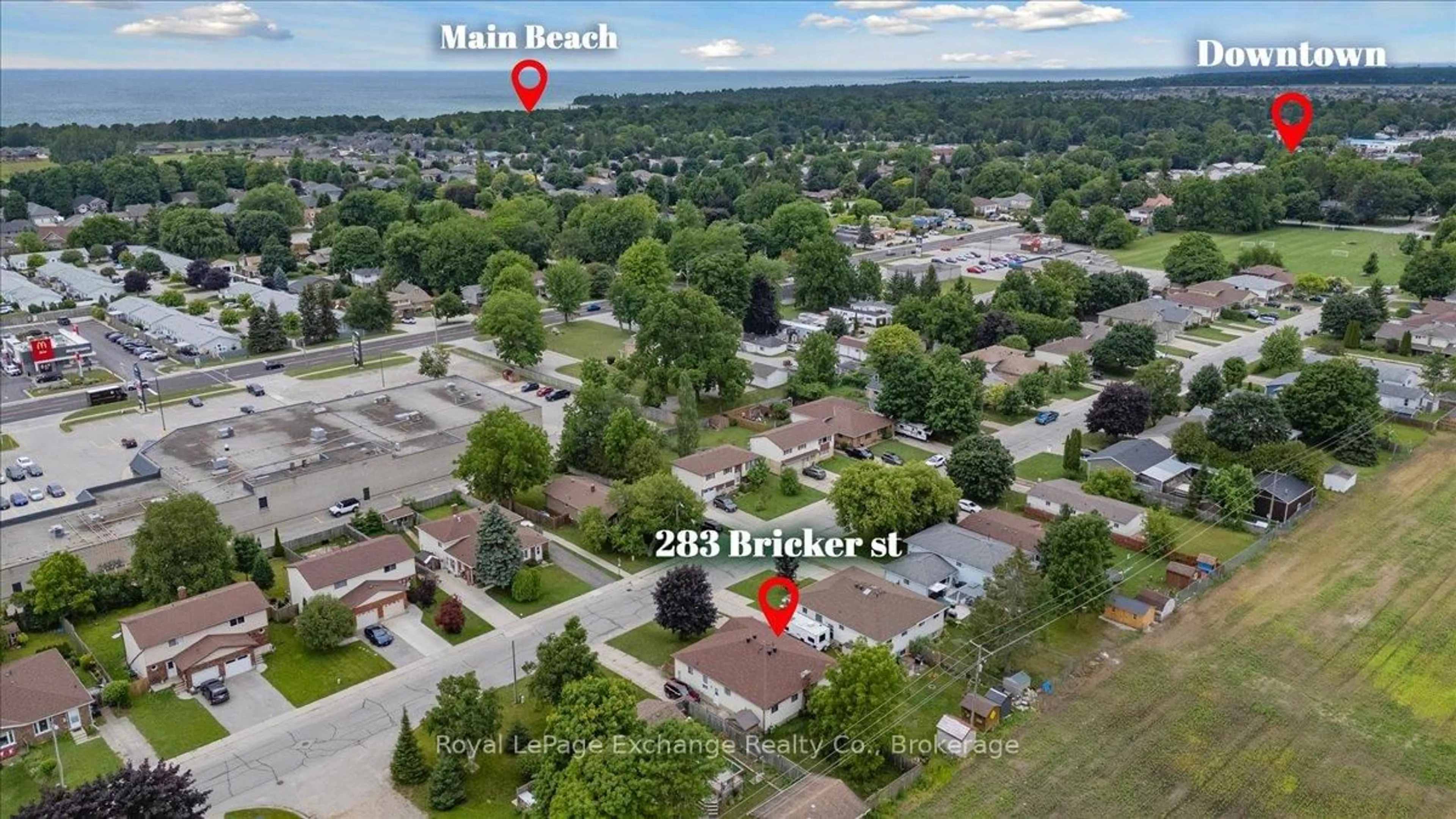 A pic from outside/outdoor area/front of a property/back of a property/a pic from drone, street for 283 Bricker St, Saugeen Shores Ontario N0H 2C1