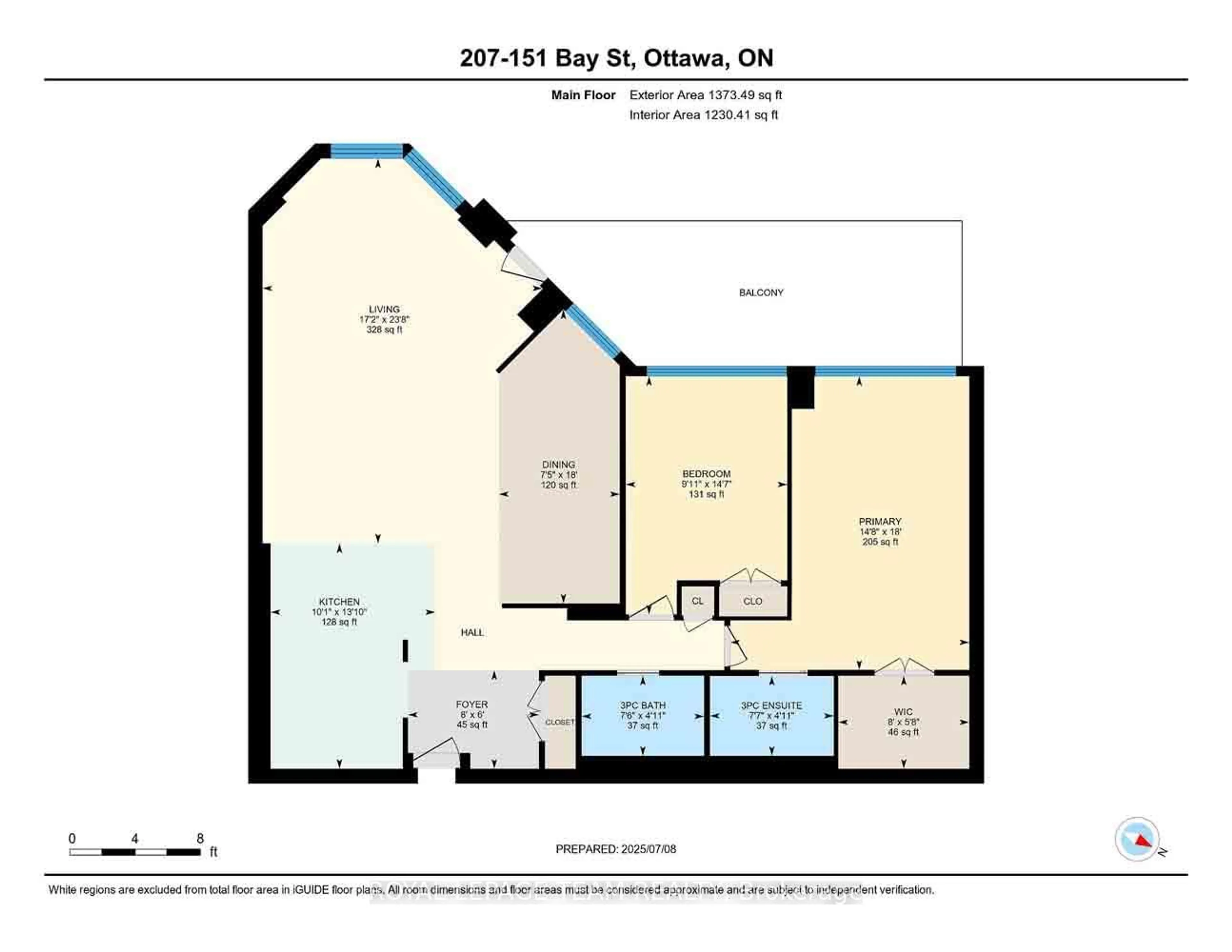 Floor plan for 151 Bay St #207, Ottawa Ontario K1R 7T2
