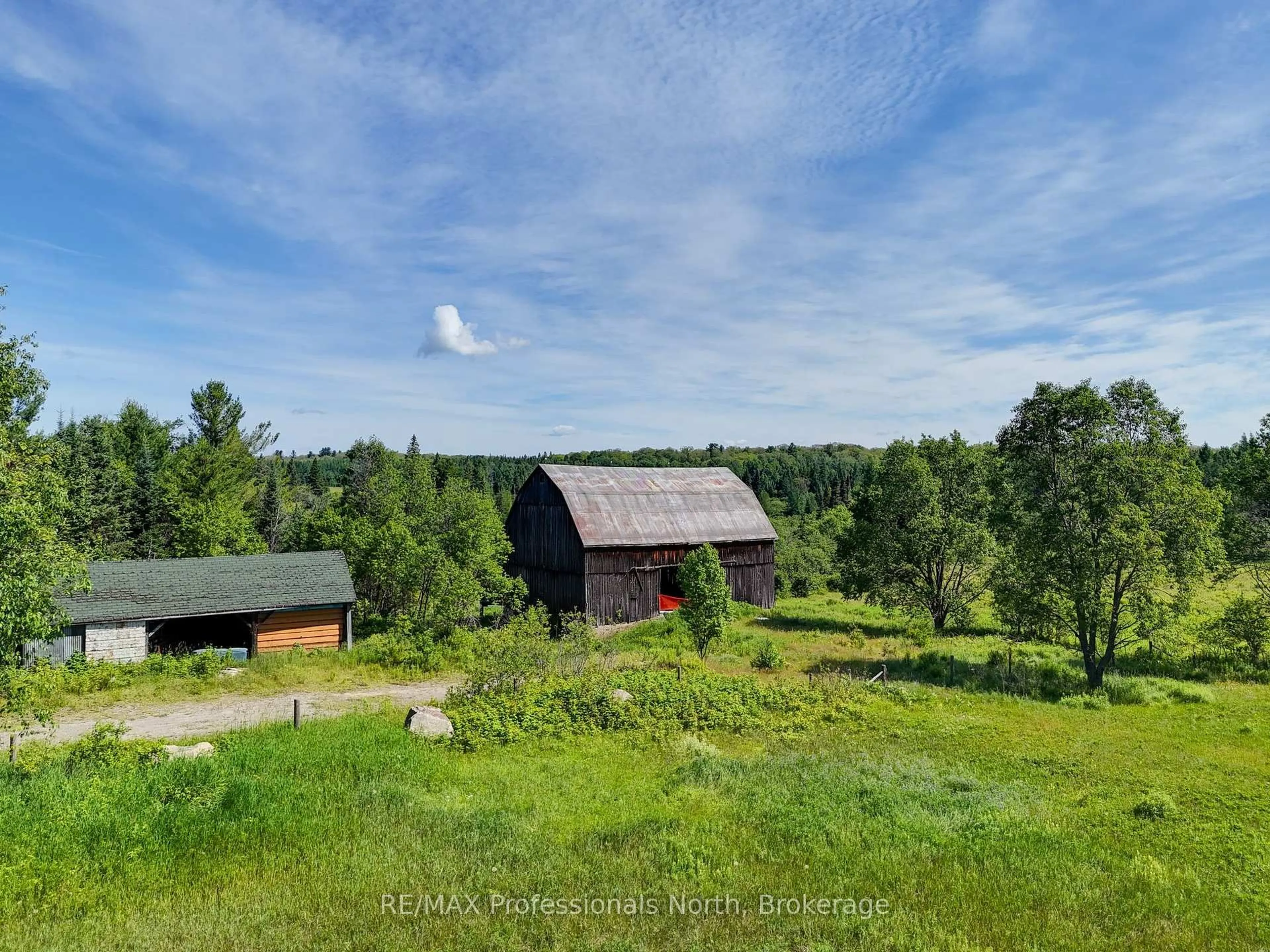 A pic from outside/outdoor area/front of a property/back of a property/a pic from drone, forest/trees view for 905 Starratt Rd, Ryerson Ontario P0A 1C0