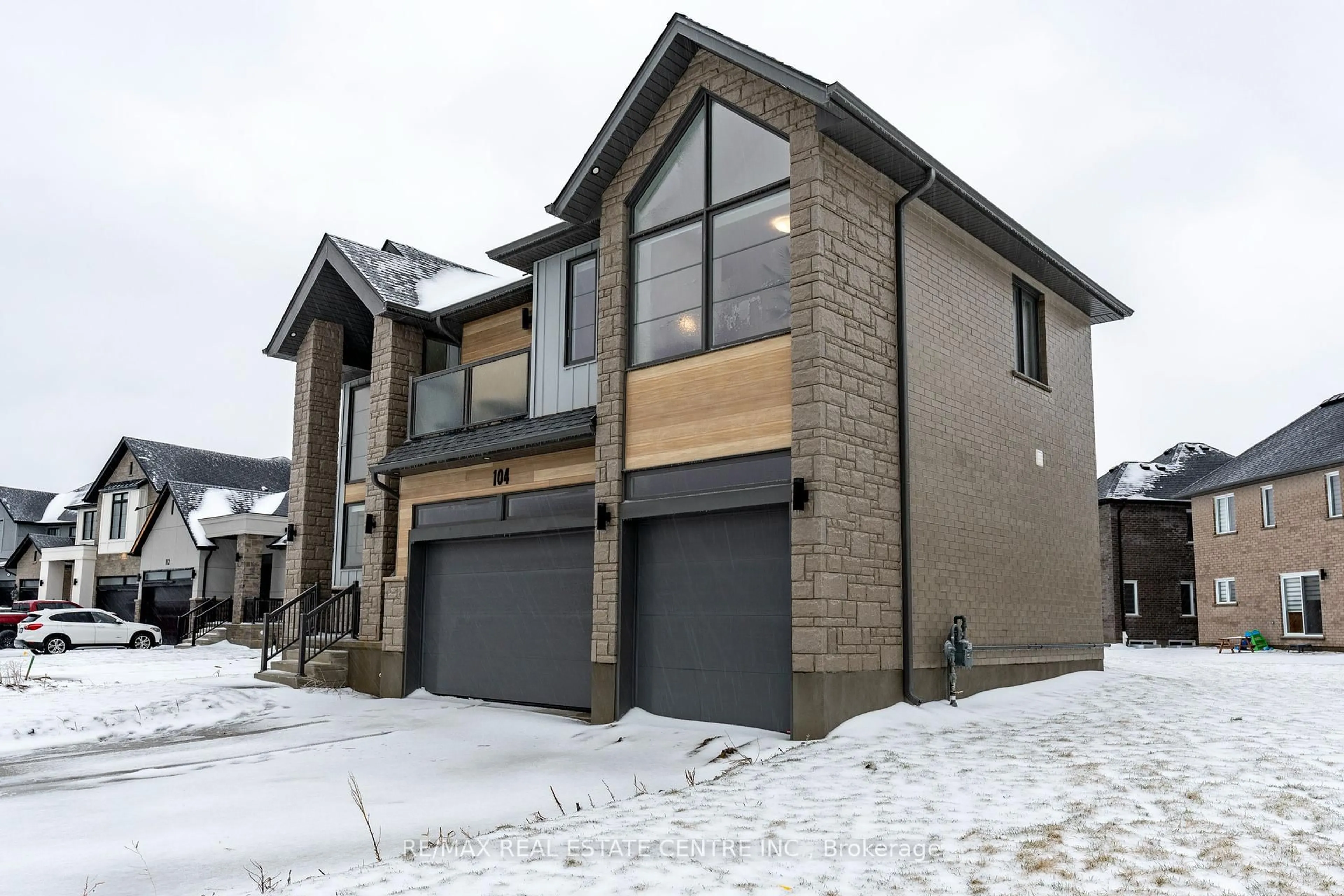 Home with brick exterior material, street for 104 Dempsey Dr, Stratford Ontario N5A 6S2