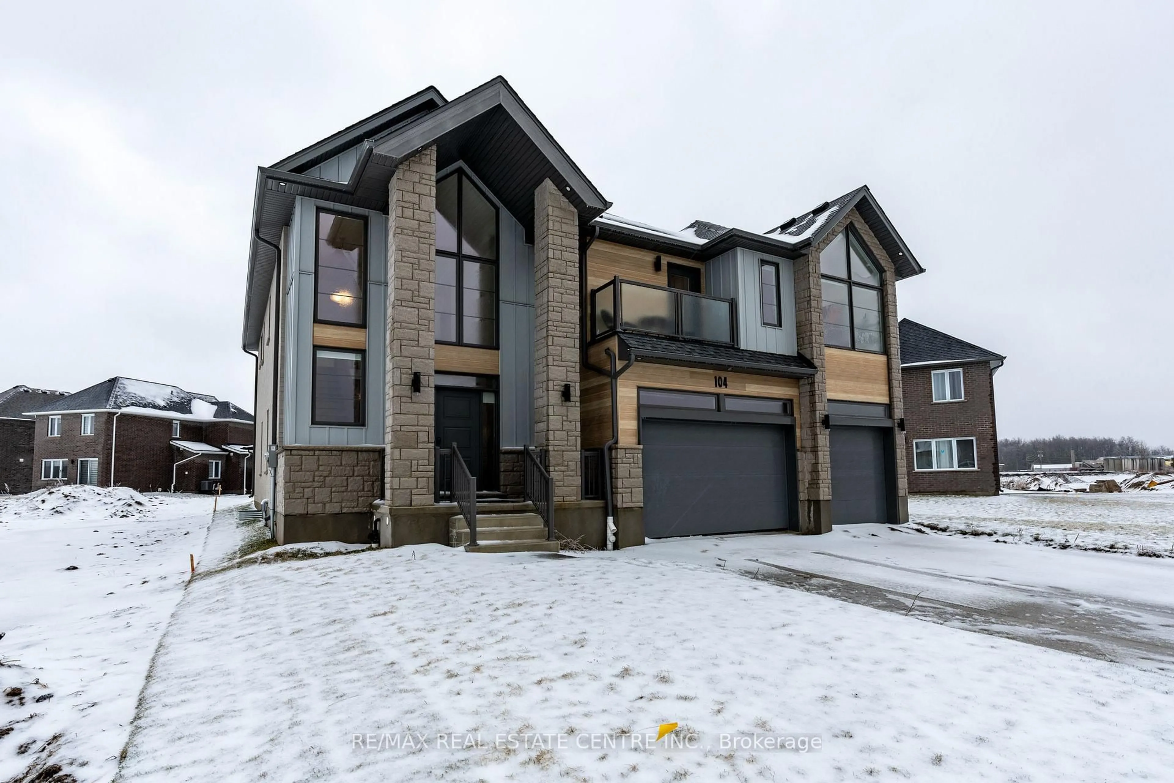 Home with brick exterior material, street for 104 Dempsey Dr, Stratford Ontario N5A 6S2