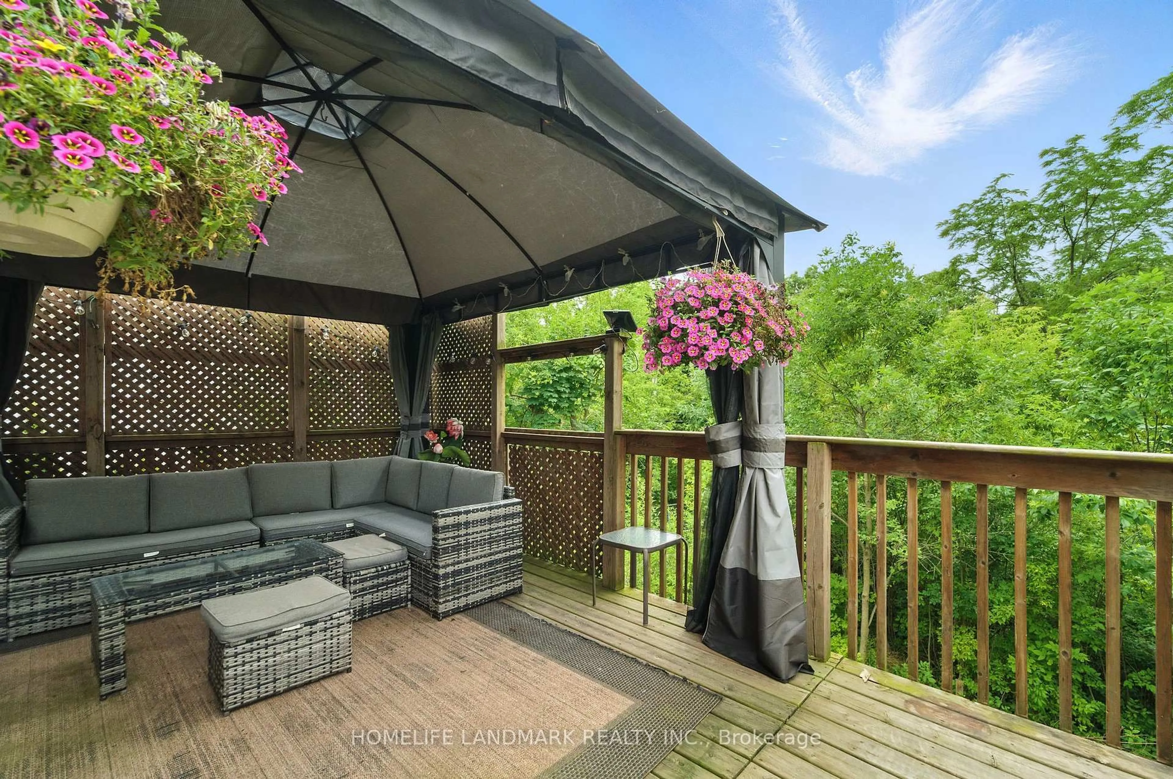 Patio, forest/trees view for 38 Woodrow St, St. Catharines Ontario L2P 2A2