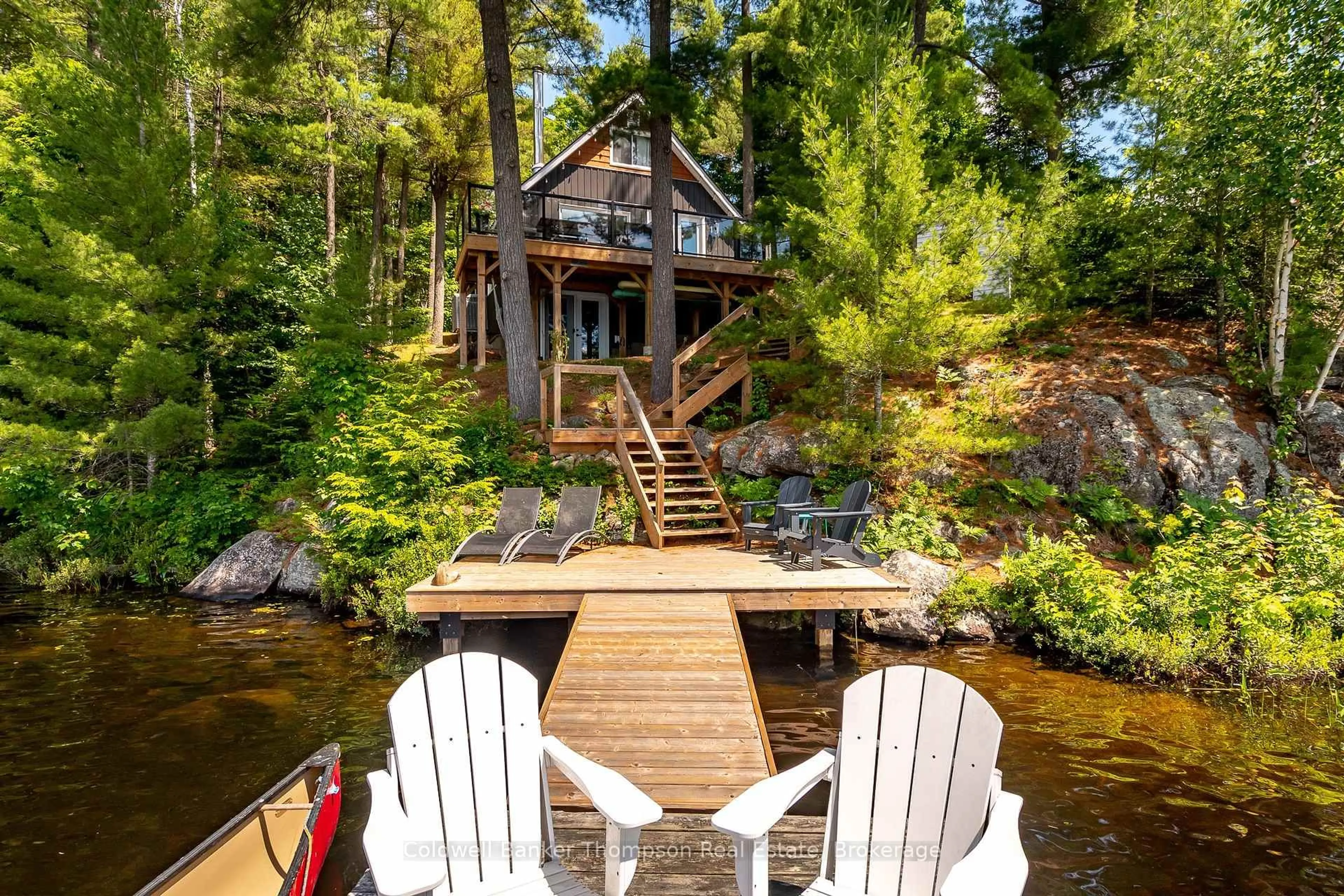 Patio, water/lake/river/ocean view for 210 Otter Lake Cottage Rd, Huntsville Ontario P1H 2J3