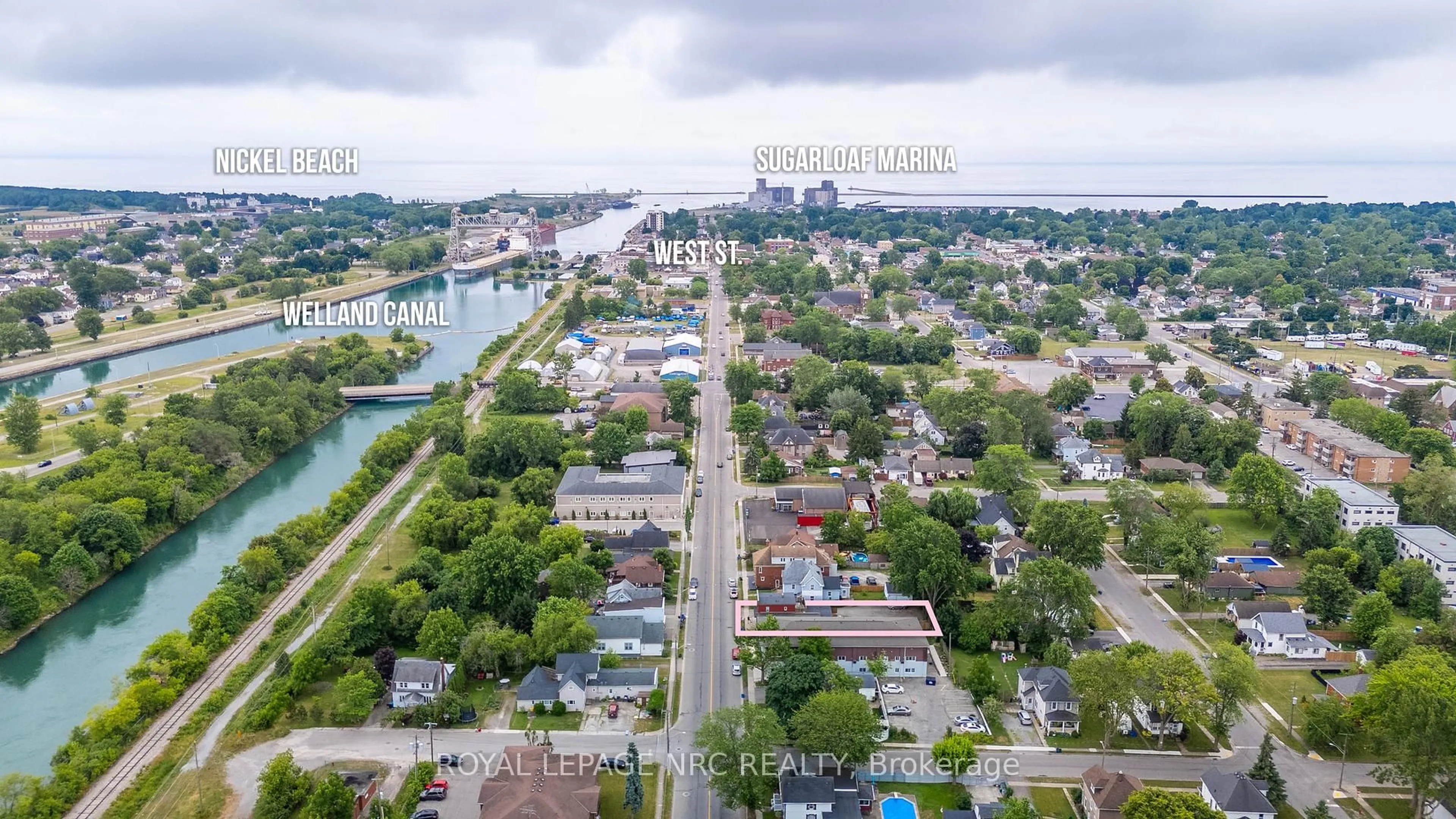 A pic from outside/outdoor area/front of a property/back of a property/a pic from drone, water/lake/river/ocean view for 608 King St, Port Colborne Ontario L3K 4H7