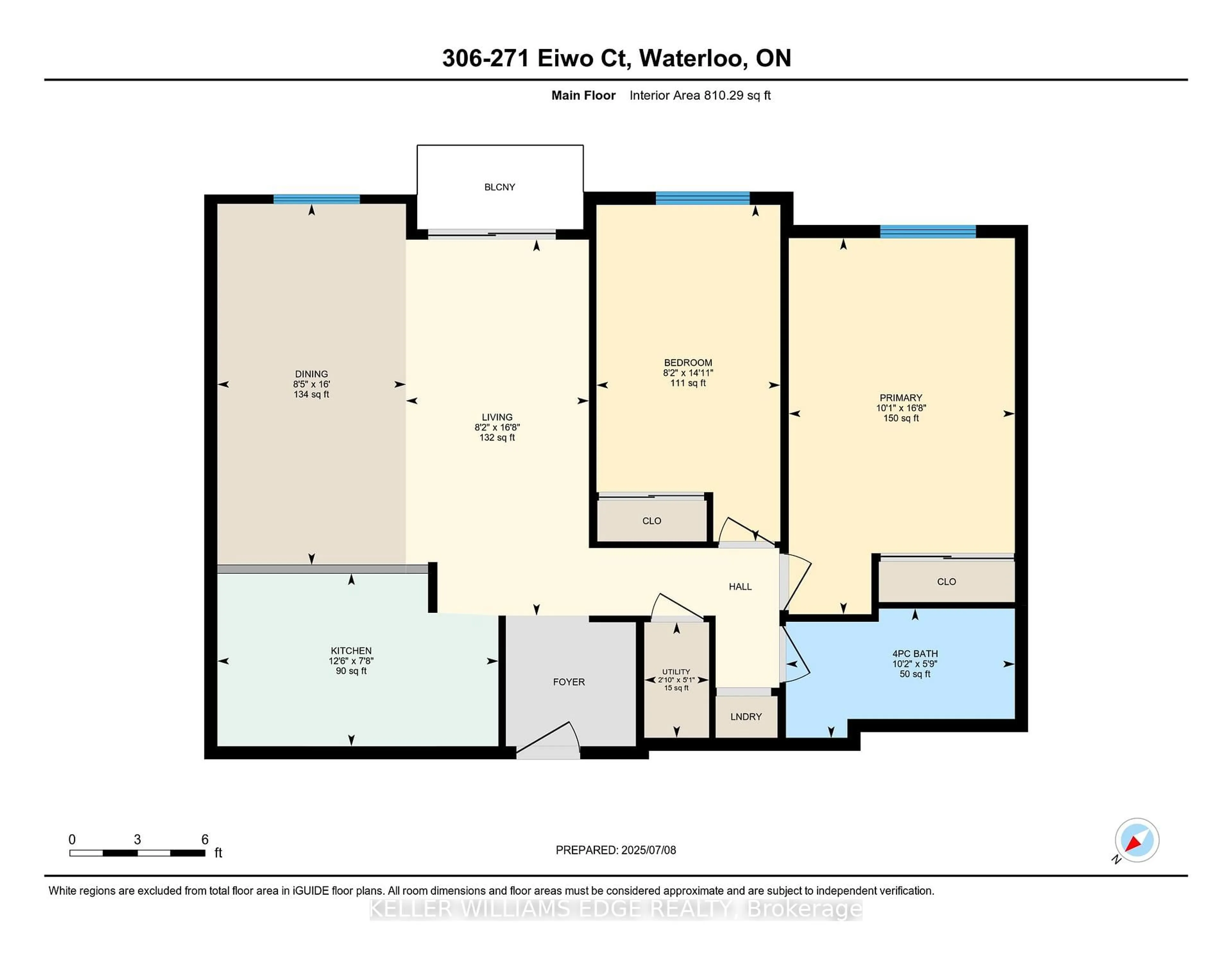 Floor plan for 271 Eiwo Crt #306, Waterloo Ontario N2K 2M8