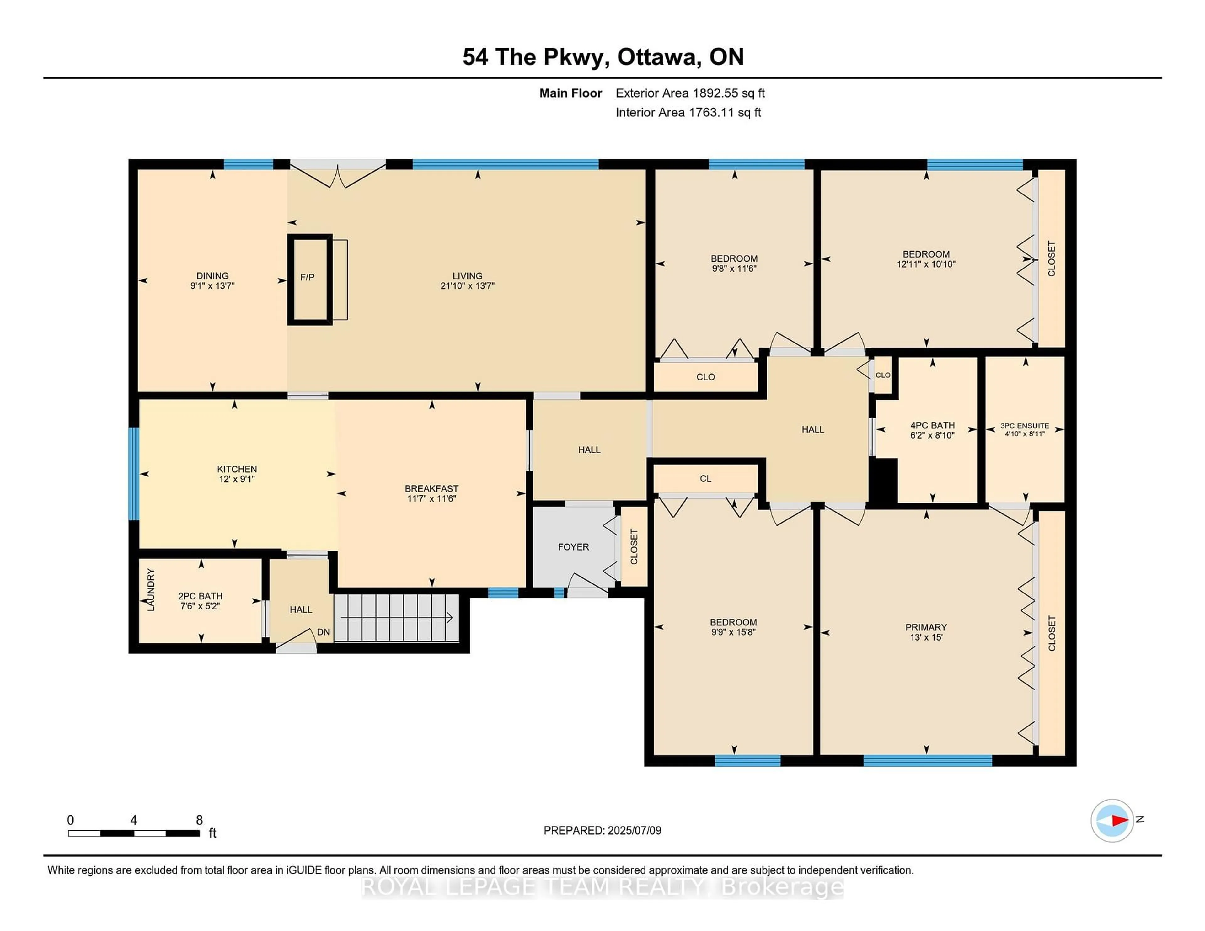 Floor plan for 54 THE PARKWAY, Ottawa Ontario K2K 1S9