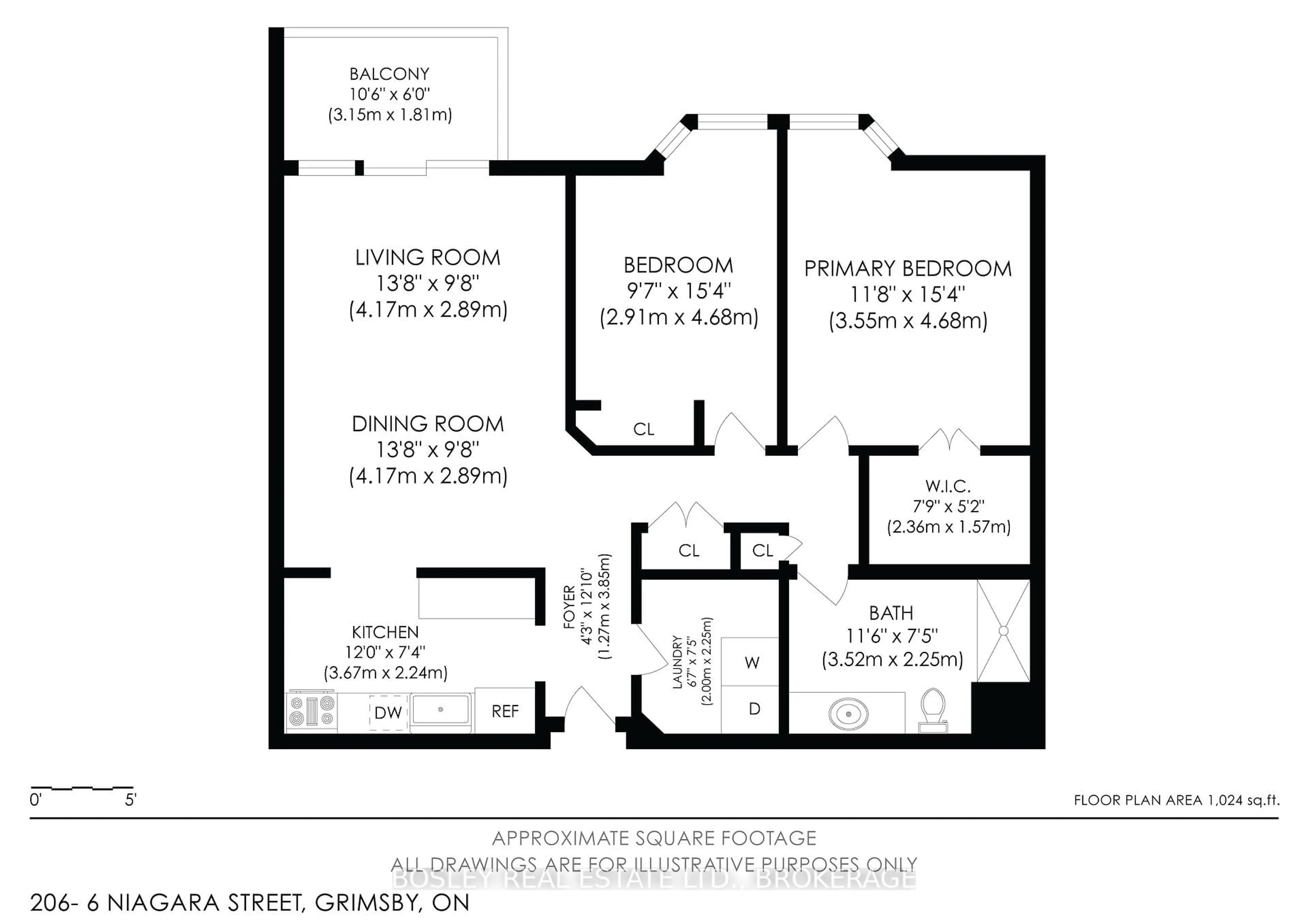 Floor plan for 6 Niagara St #206, Grimsby Ontario L3M 5A4