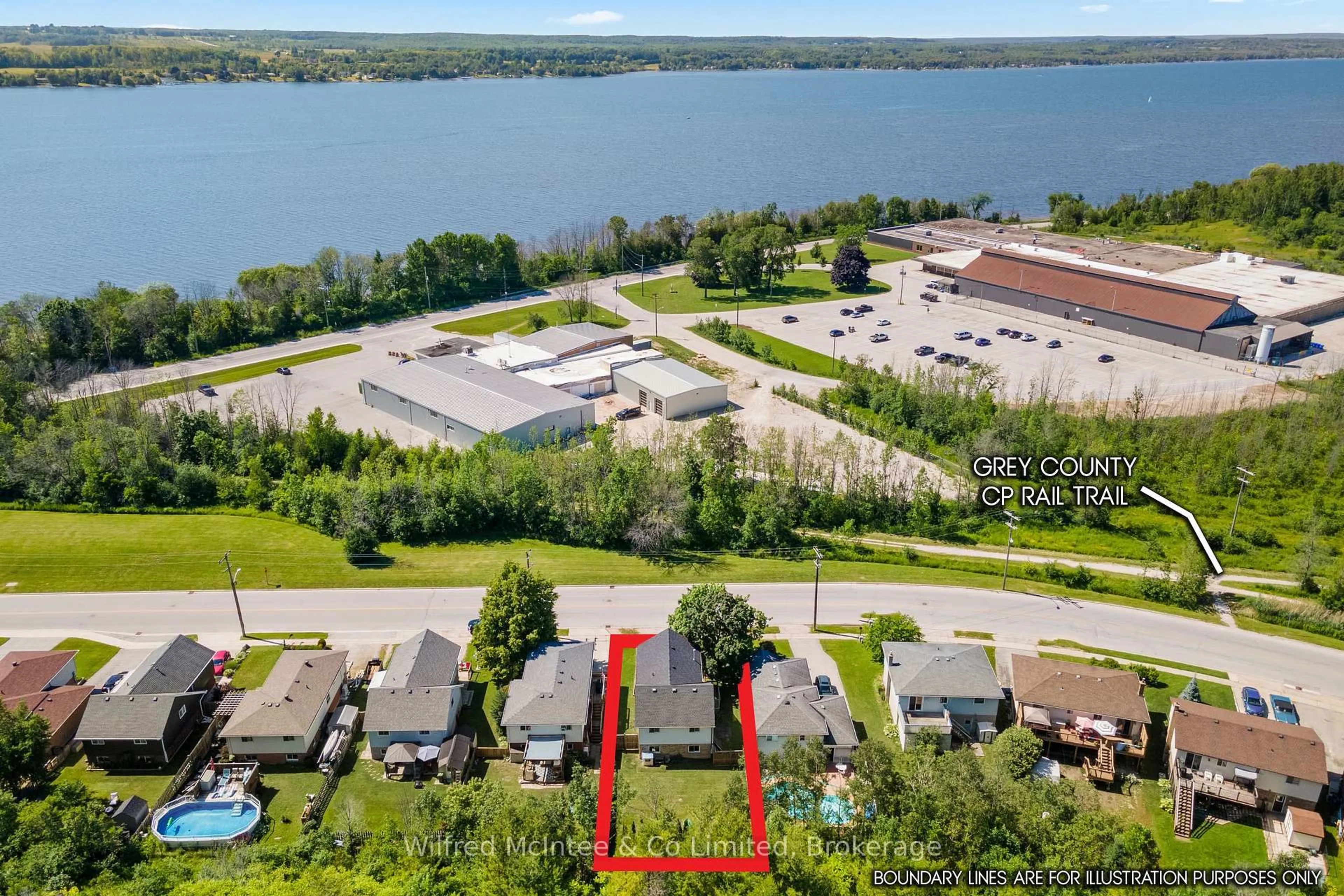 A pic from outside/outdoor area/front of a property/back of a property/a pic from drone, water/lake/river/ocean view for 2725 3rd Ave, Owen Sound Ontario N4K 2M5