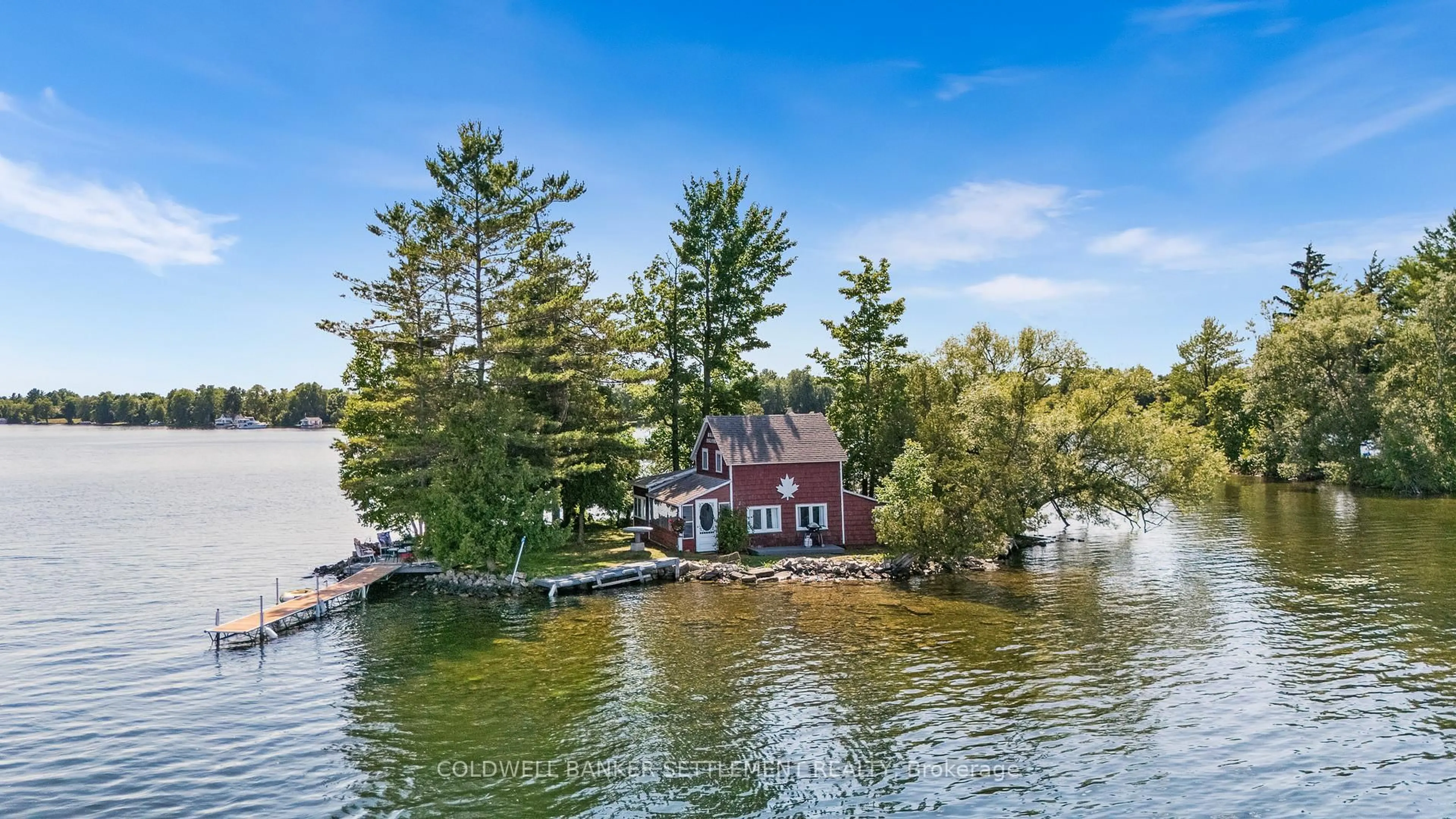 A pic from outside/outdoor area/front of a property/back of a property/a pic from drone, water/lake/river/ocean view for 404 Reid Island, Perth Ontario K7H 3C7