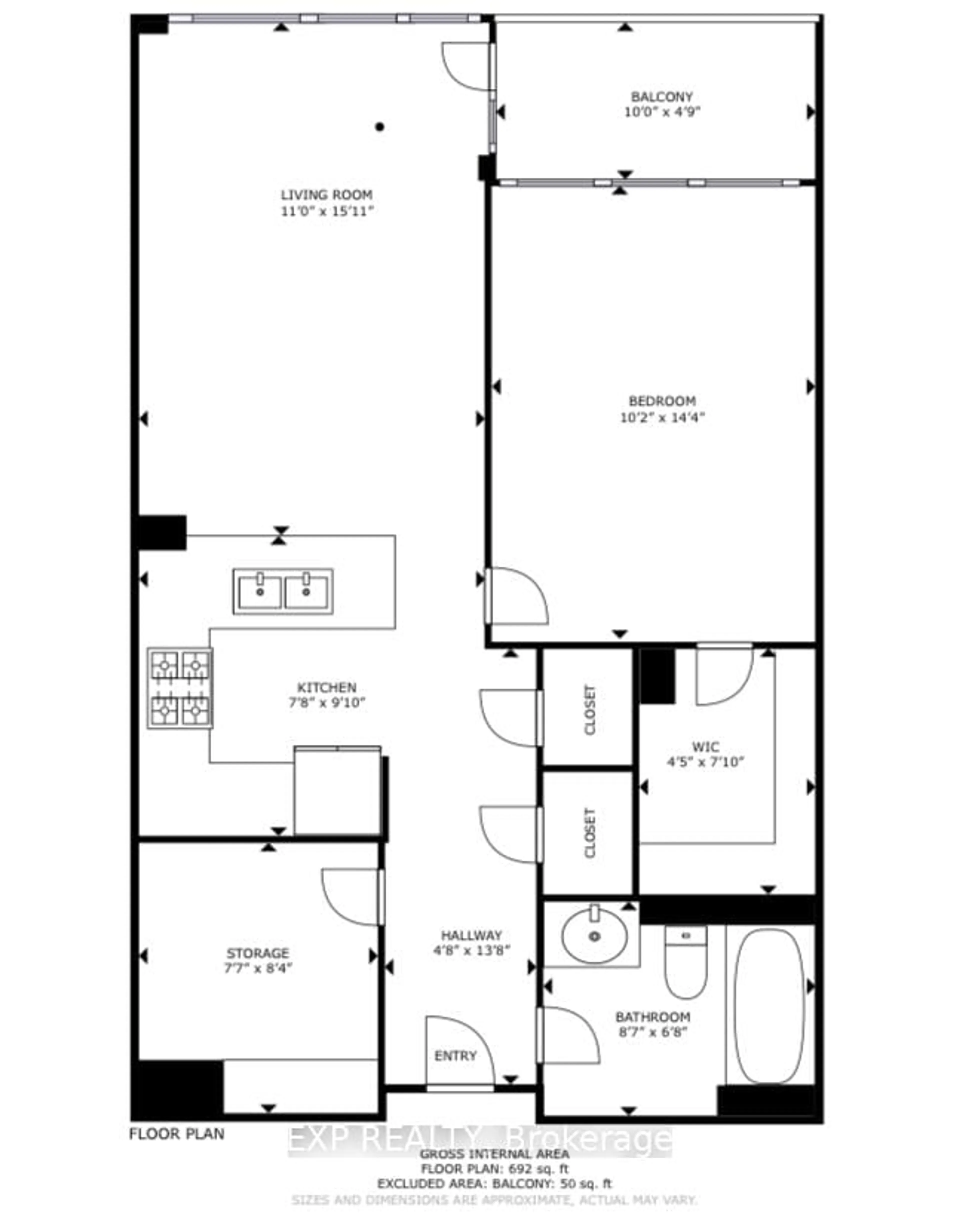 Floor plan for 1 Victoria St #1403, Kitchener Ontario N2G 0B5