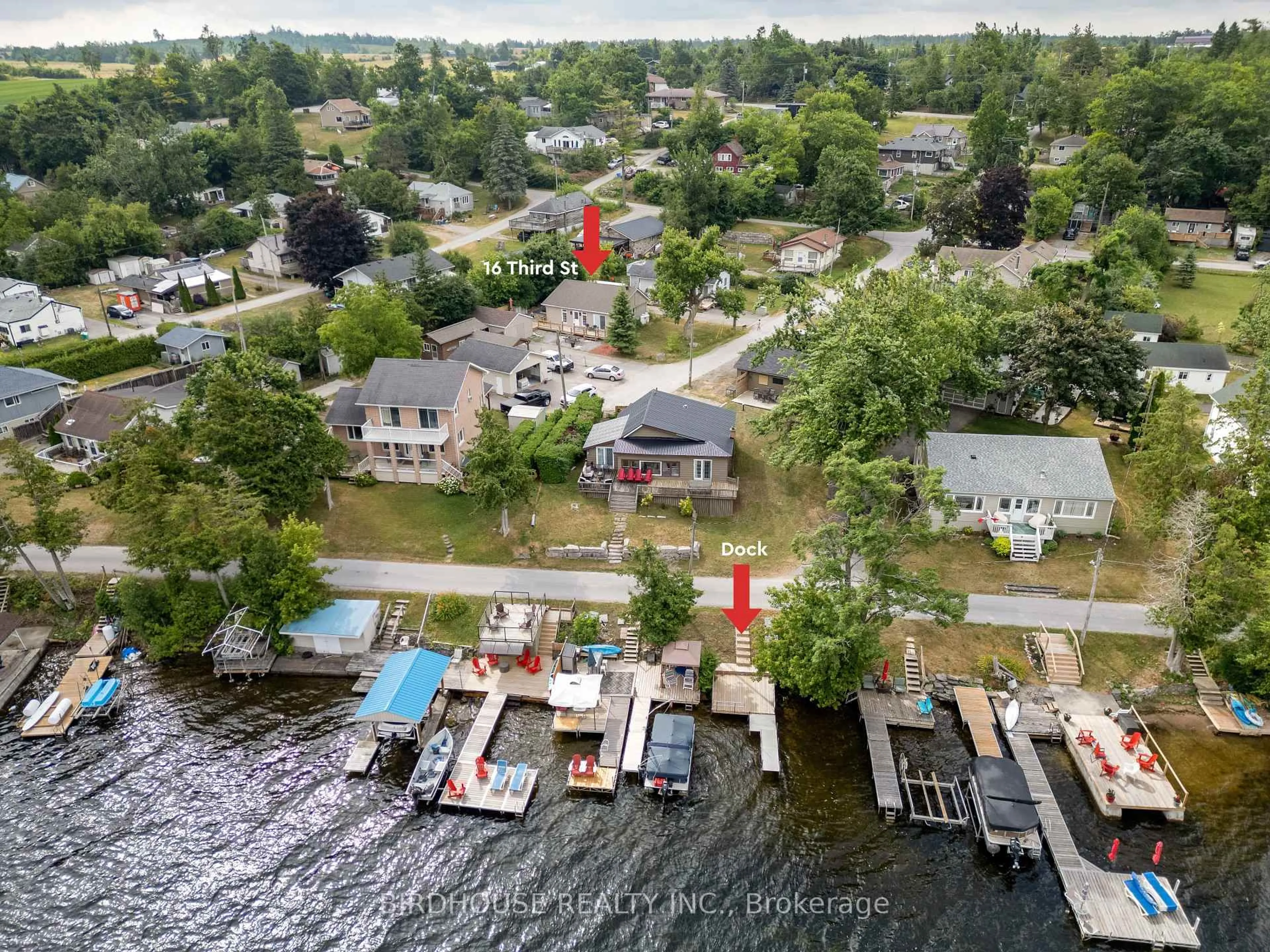 A pic from outside/outdoor area/front of a property/back of a property/a pic from drone, water/lake/river/ocean view for 16 Third St, Kawartha Lakes Ontario K0M 1L0