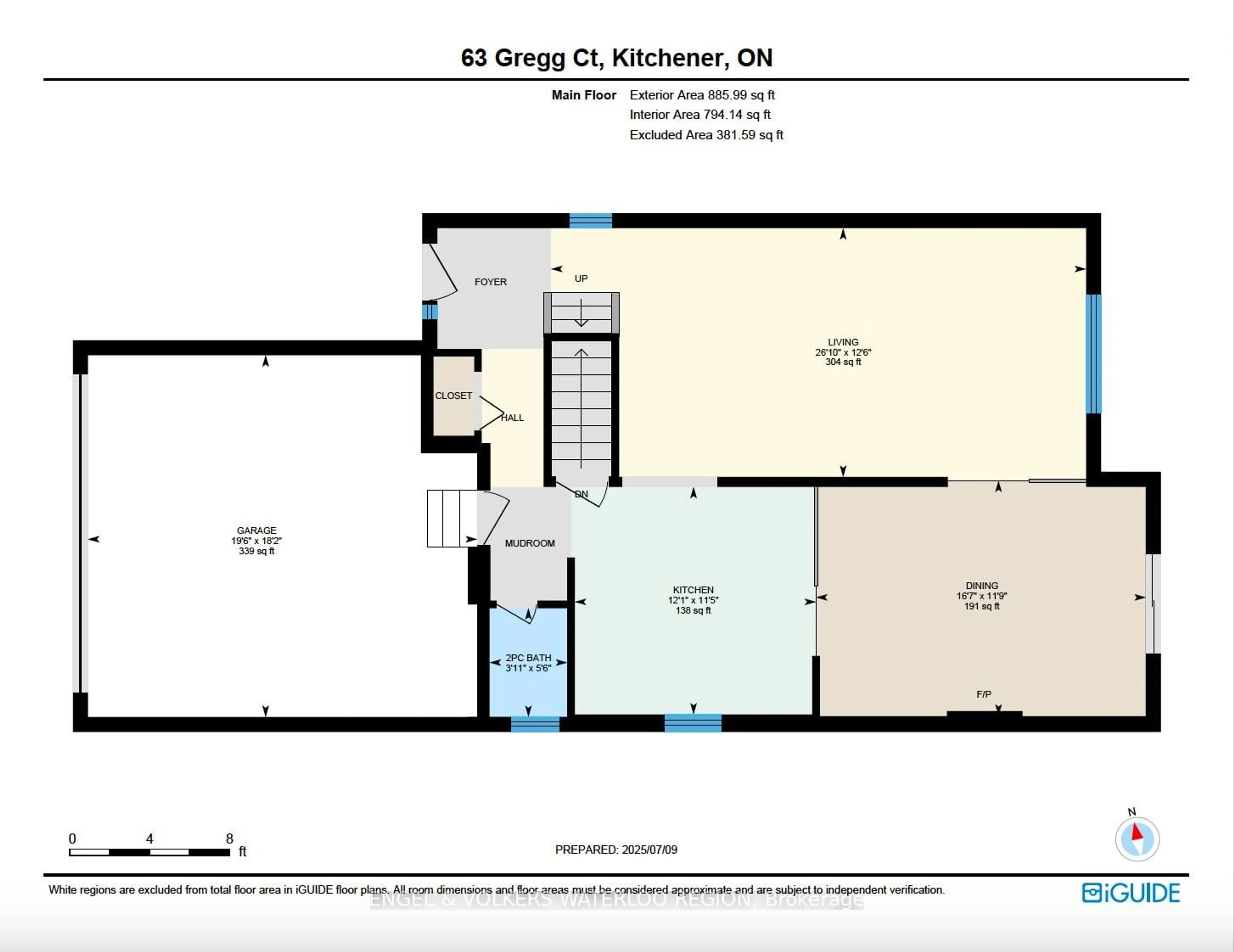 Floor plan for 63 Gregg Crt, Kitchener Ontario N2A 4B9