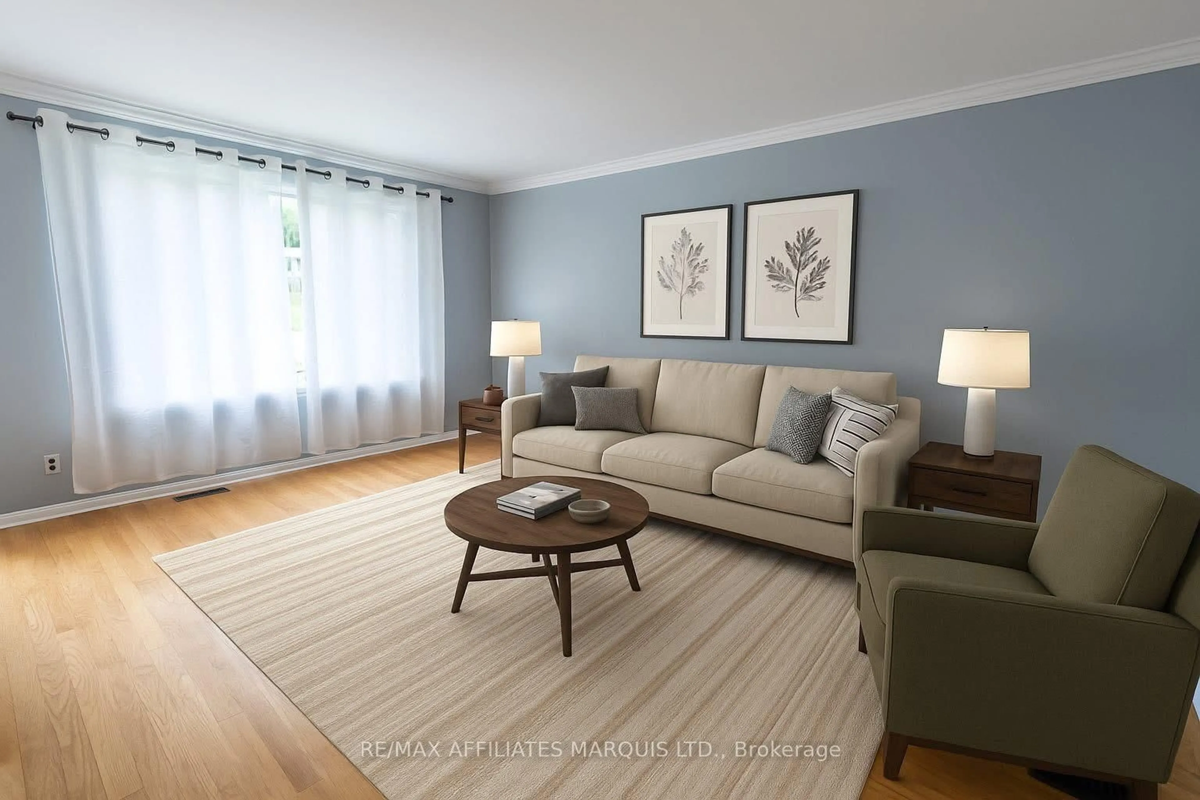 Living room with furniture, wood/laminate floor for 5697 Highway 138 Highway, South Stormont Ontario K6K 1S2