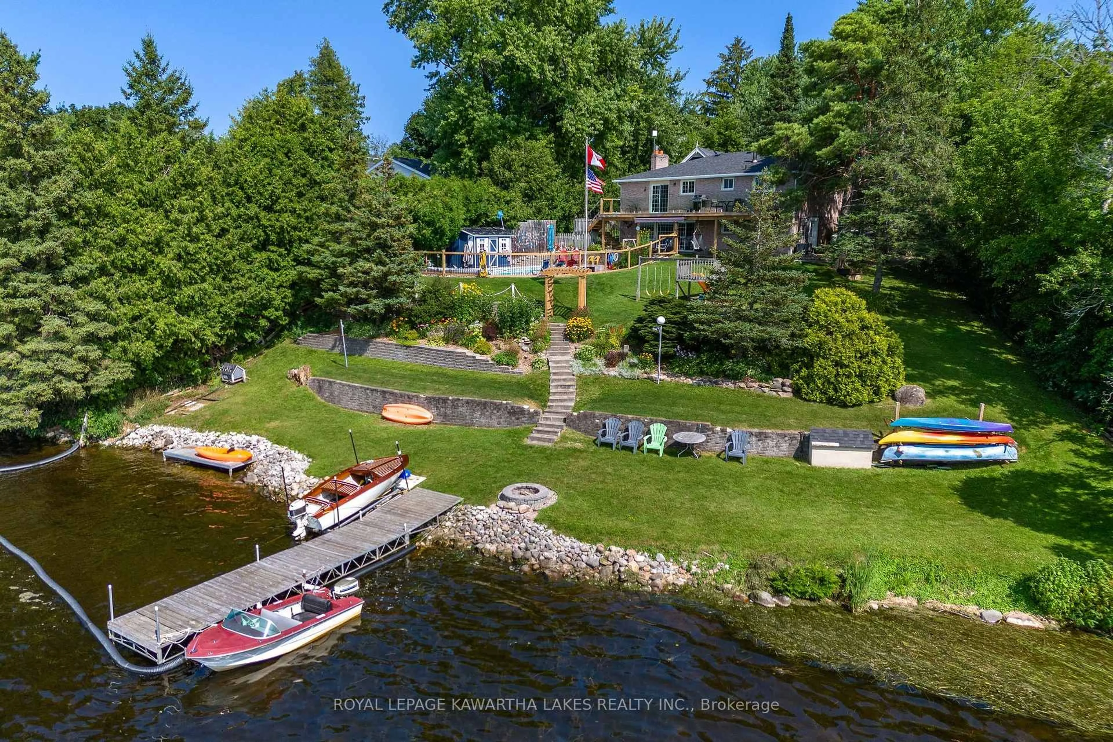 A pic from outside/outdoor area/front of a property/back of a property/a pic from drone, water/lake/river/ocean view for 375 Snug Harbour Rd, Kawartha Lakes Ontario K9V 4R6