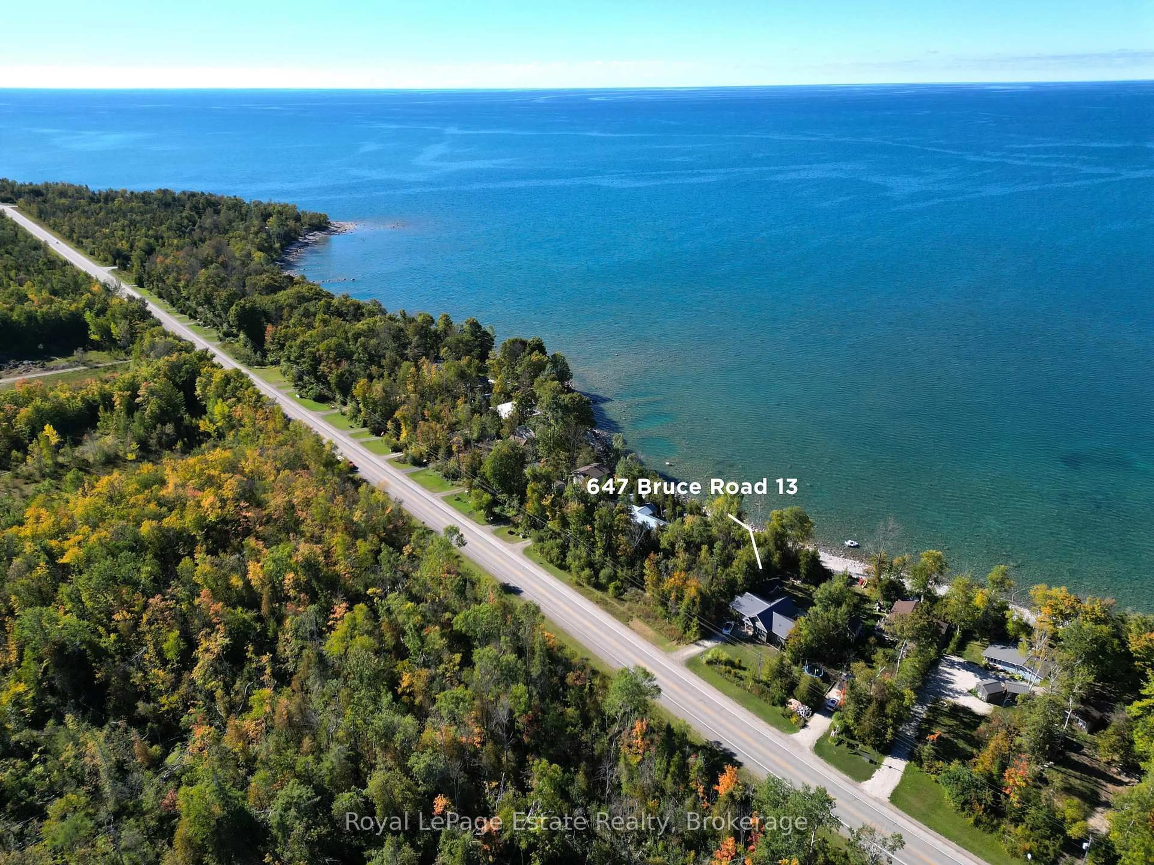 A pic from outside/outdoor area/front of a property/back of a property/a pic from drone, water/lake/river/ocean view for 647 Bruce Road 13, Native Leased Lands Ontario N0H 2G0