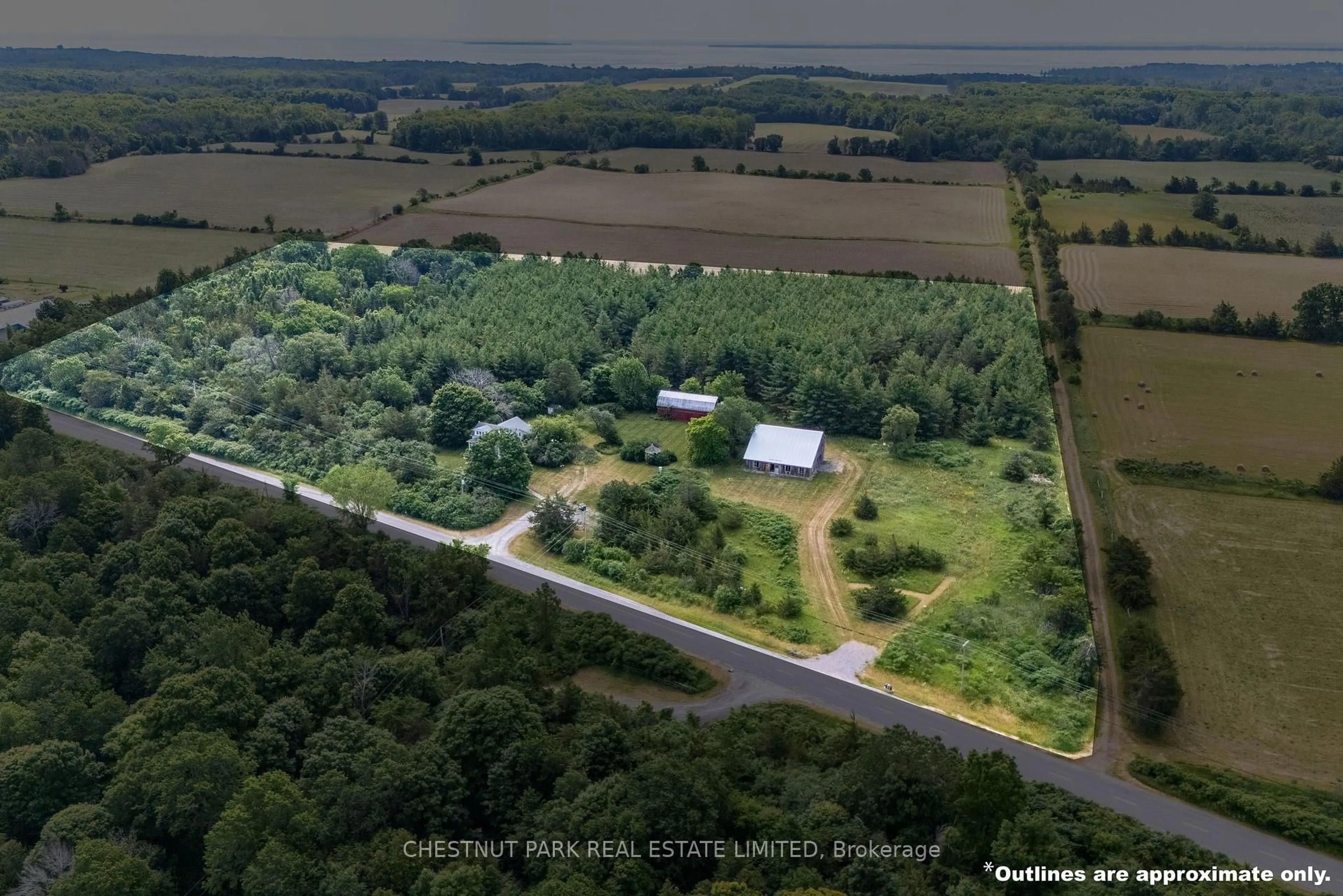 A pic from outside/outdoor area/front of a property/back of a property/a pic from drone, forest/trees view for 1472 County Rd 7 Rd, Prince Edward County Ontario K0K 2T0