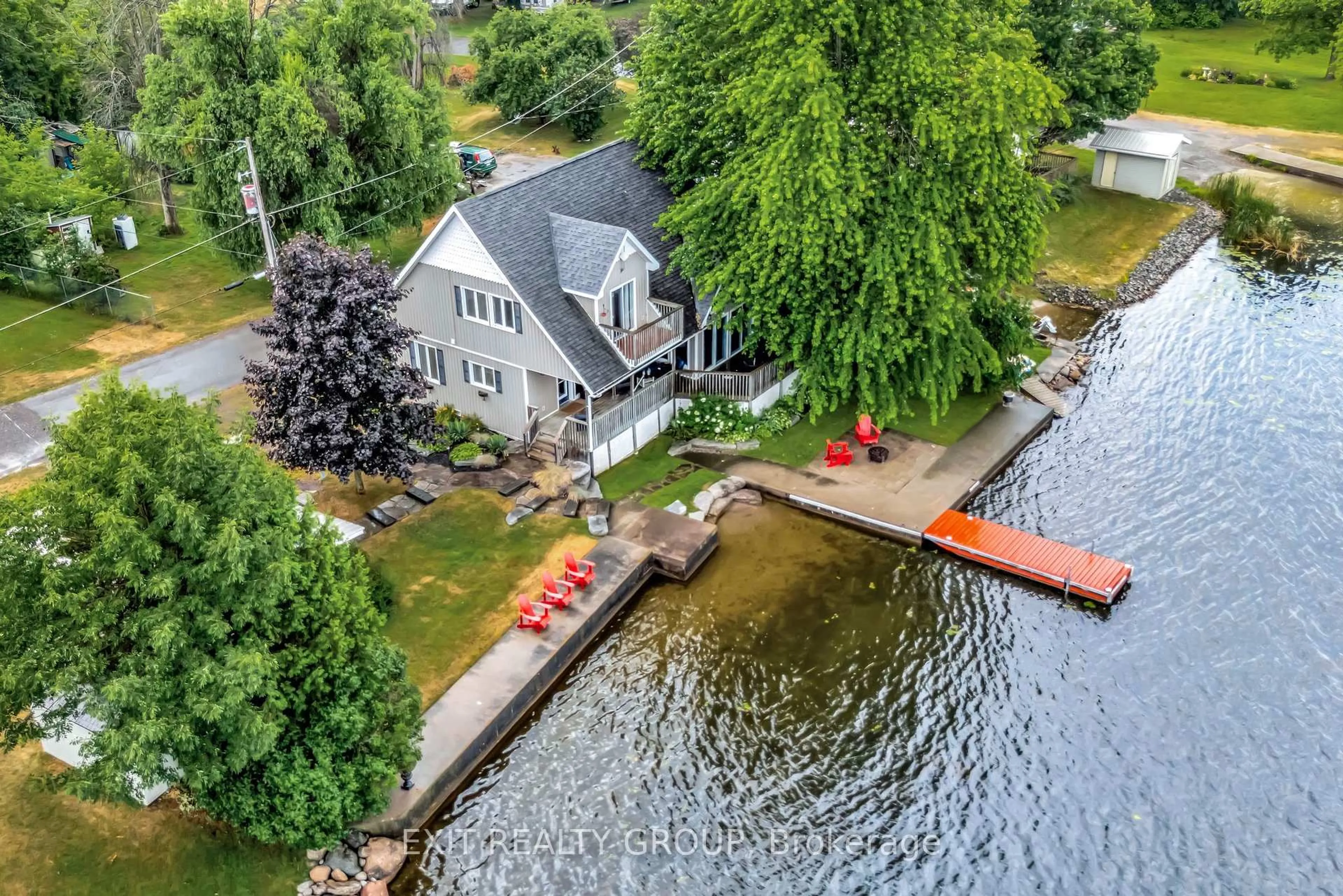A pic from outside/outdoor area/front of a property/back of a property/a pic from drone, water/lake/river/ocean view for 8 Rose St, Hastings Ontario K0K 2C0