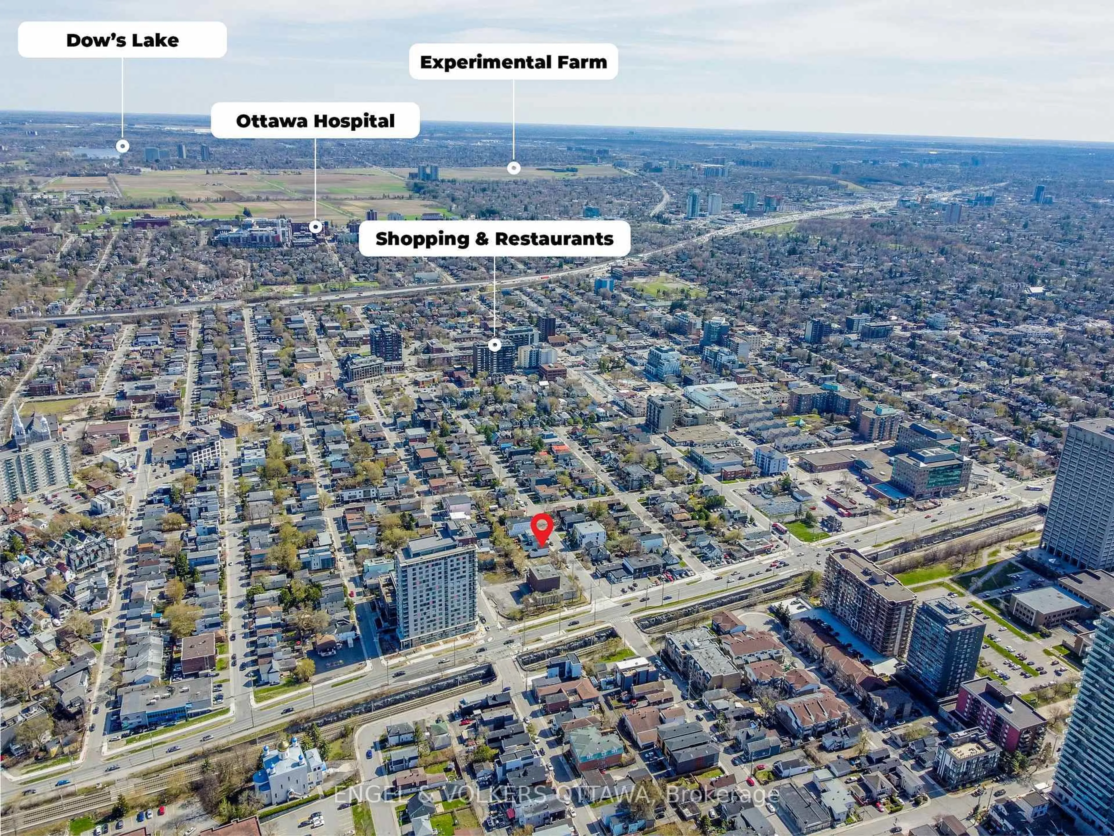 A pic from outside/outdoor area/front of a property/back of a property/a pic from drone, city buildings view from balcony for 243-245 Hinchey Ave, Ottawa Ontario K1Y 1L9