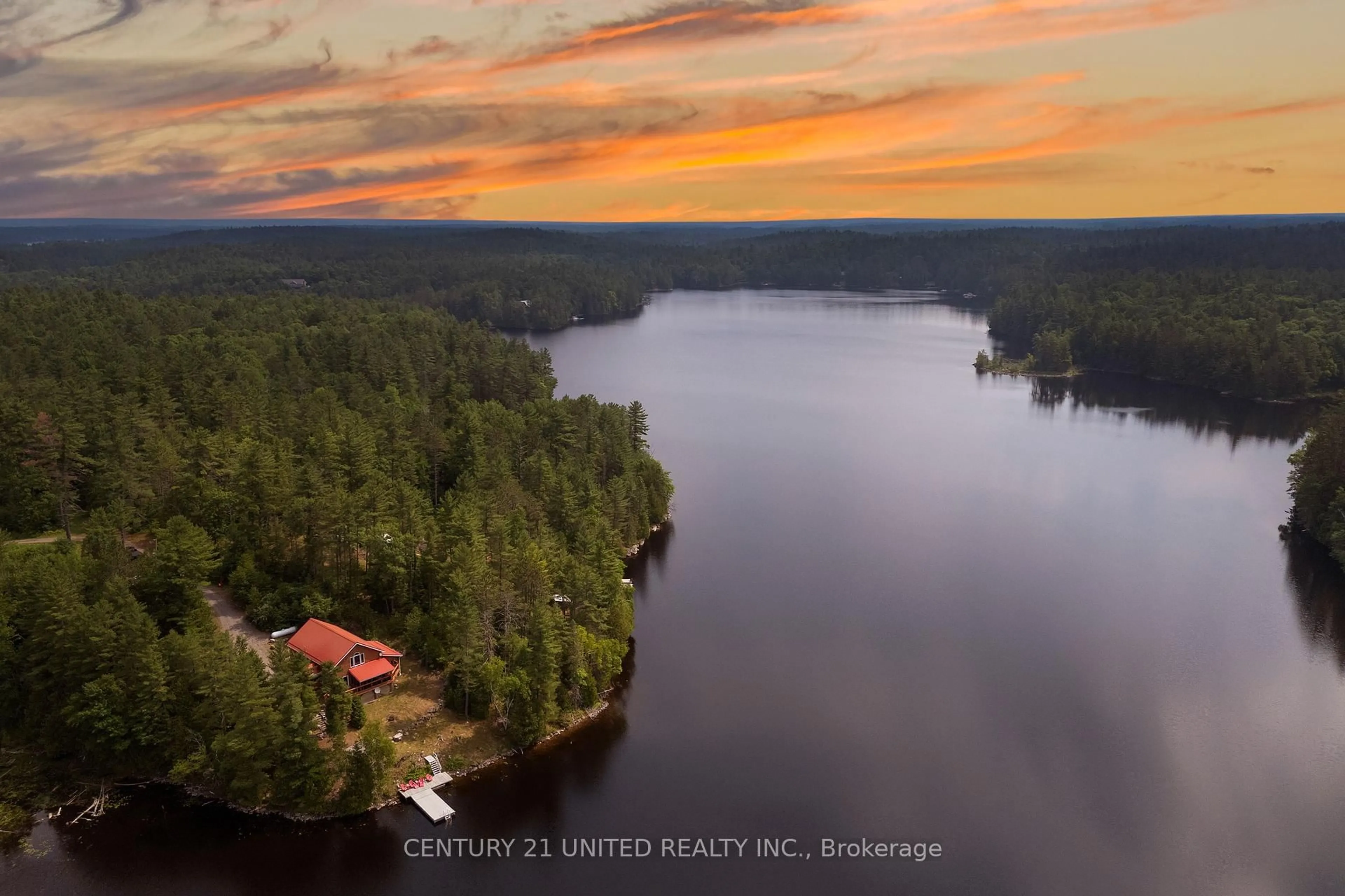 A pic from outside/outdoor area/front of a property/back of a property/a pic from drone, water/lake/river/ocean view for 1244 Marshall Lane, Cloyne Ontario K0H 1K0