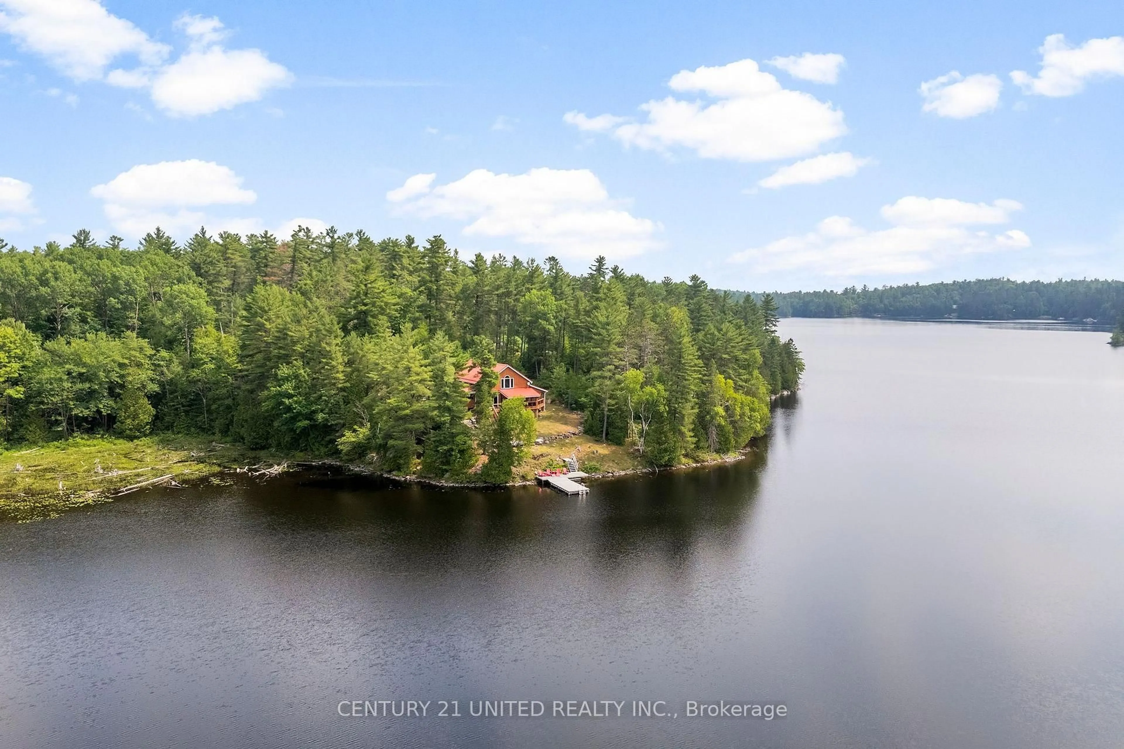 A pic from outside/outdoor area/front of a property/back of a property/a pic from drone, water/lake/river/ocean view for 1244 Marshall Lane, Cloyne Ontario K0H 1K0