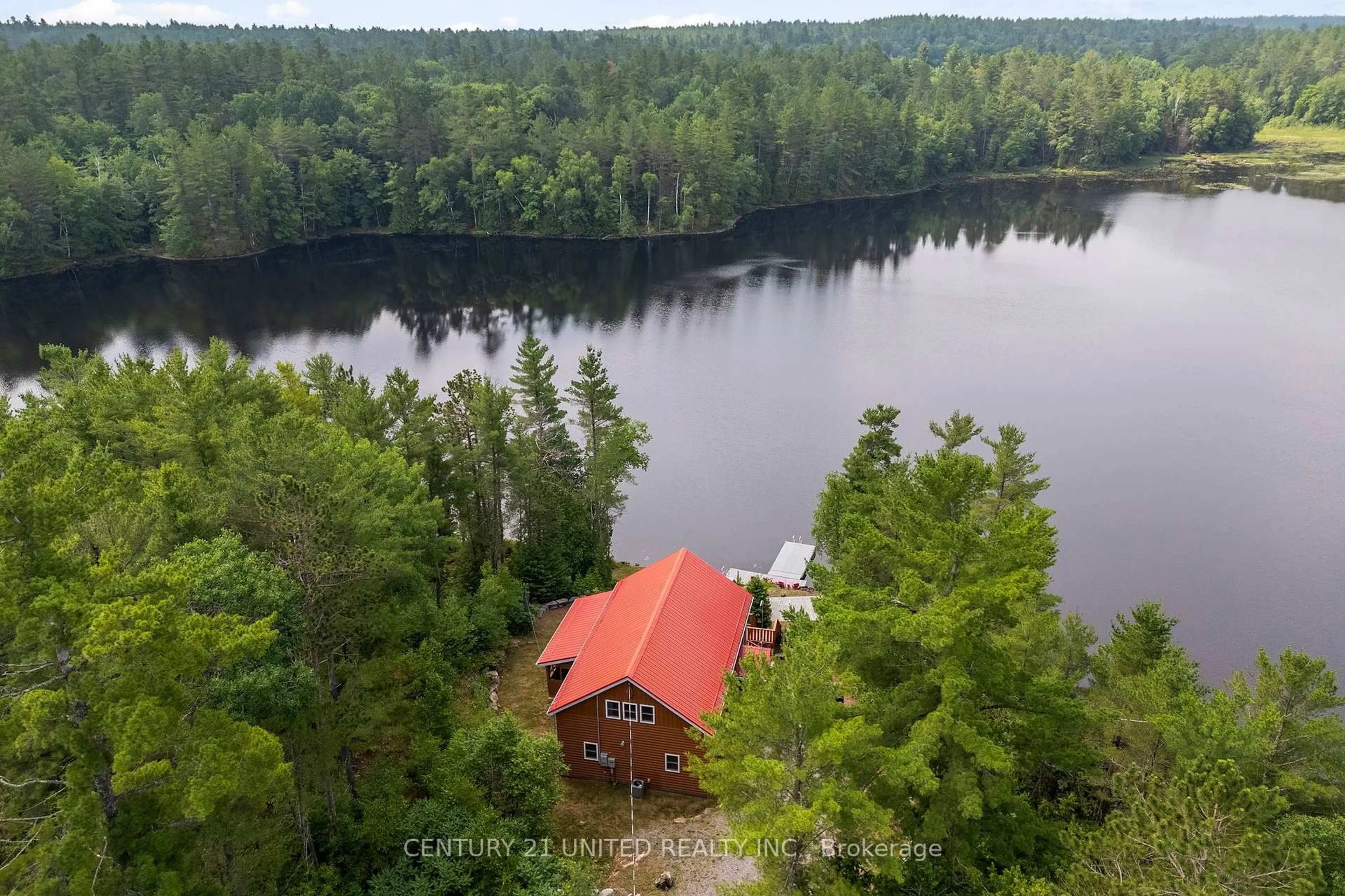A pic from outside/outdoor area/front of a property/back of a property/a pic from drone, water/lake/river/ocean view for 1244 Marshall Lane, Cloyne Ontario K0H 1K0