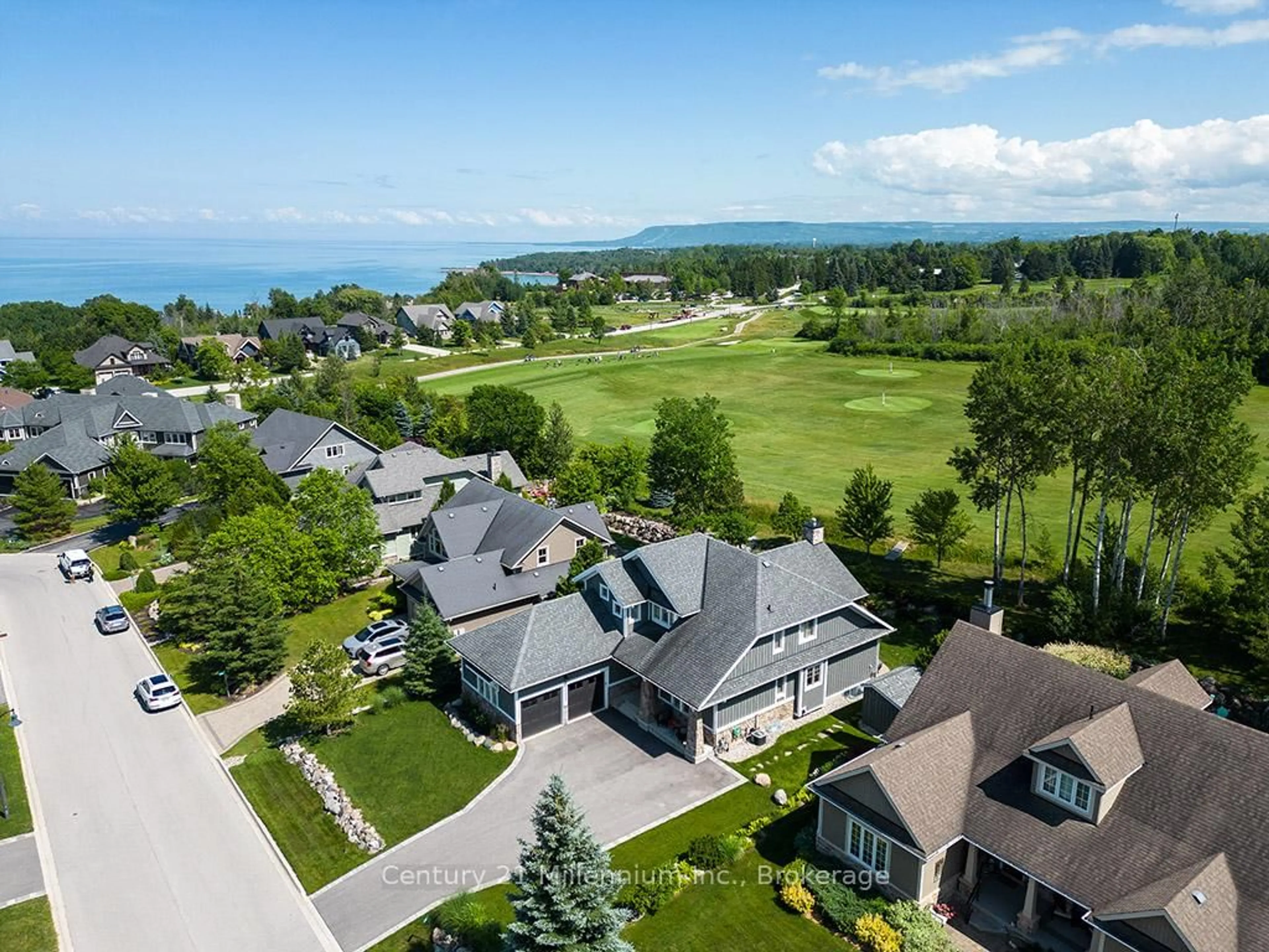 A pic from outside/outdoor area/front of a property/back of a property/a pic from drone, water/lake/river/ocean view for 116 Landry Lane, Blue Mountains Ontario N0H 2P0