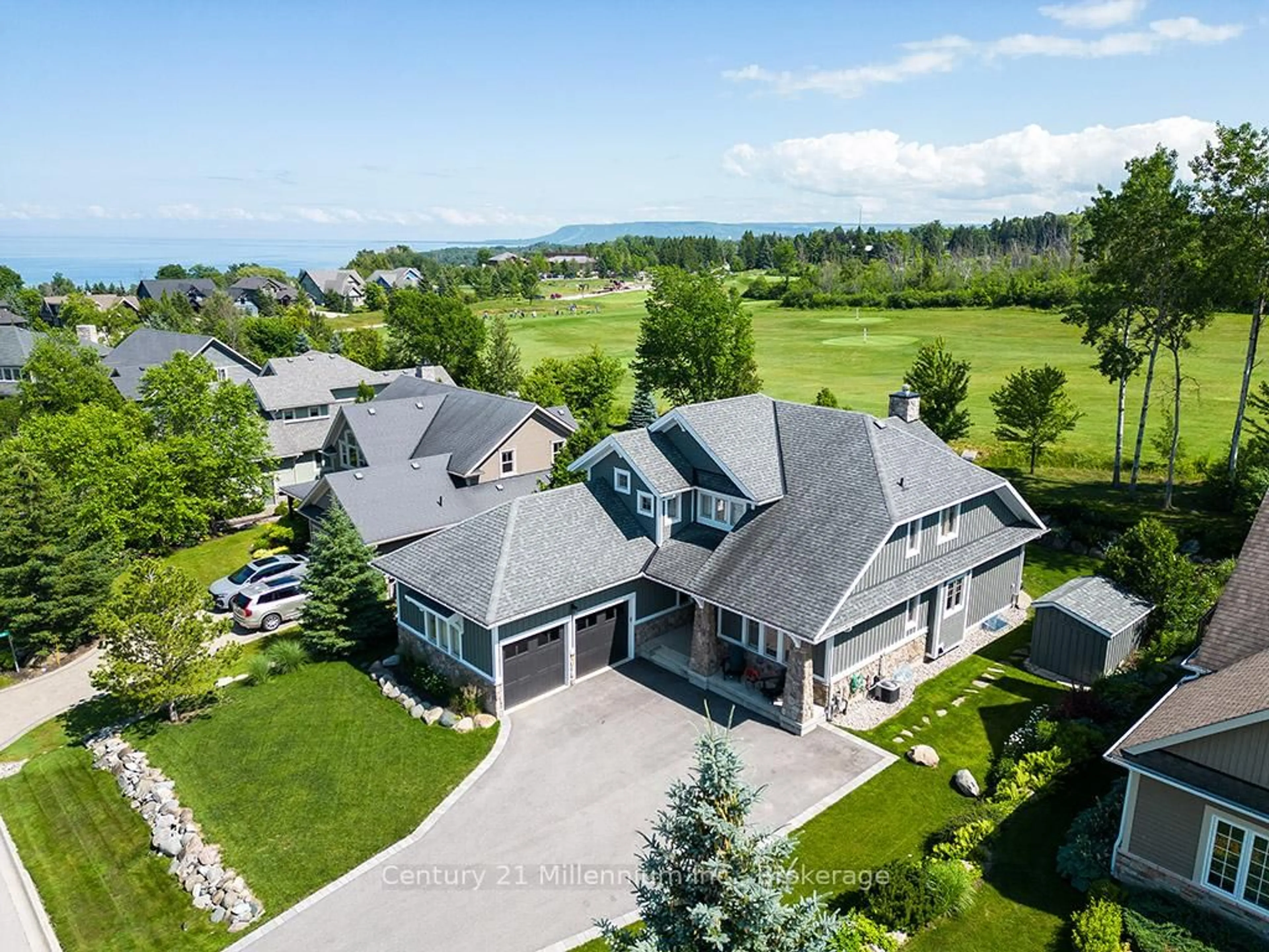 A pic from outside/outdoor area/front of a property/back of a property/a pic from drone, water/lake/river/ocean view for 116 Landry Lane, Blue Mountains Ontario N0H 2P0