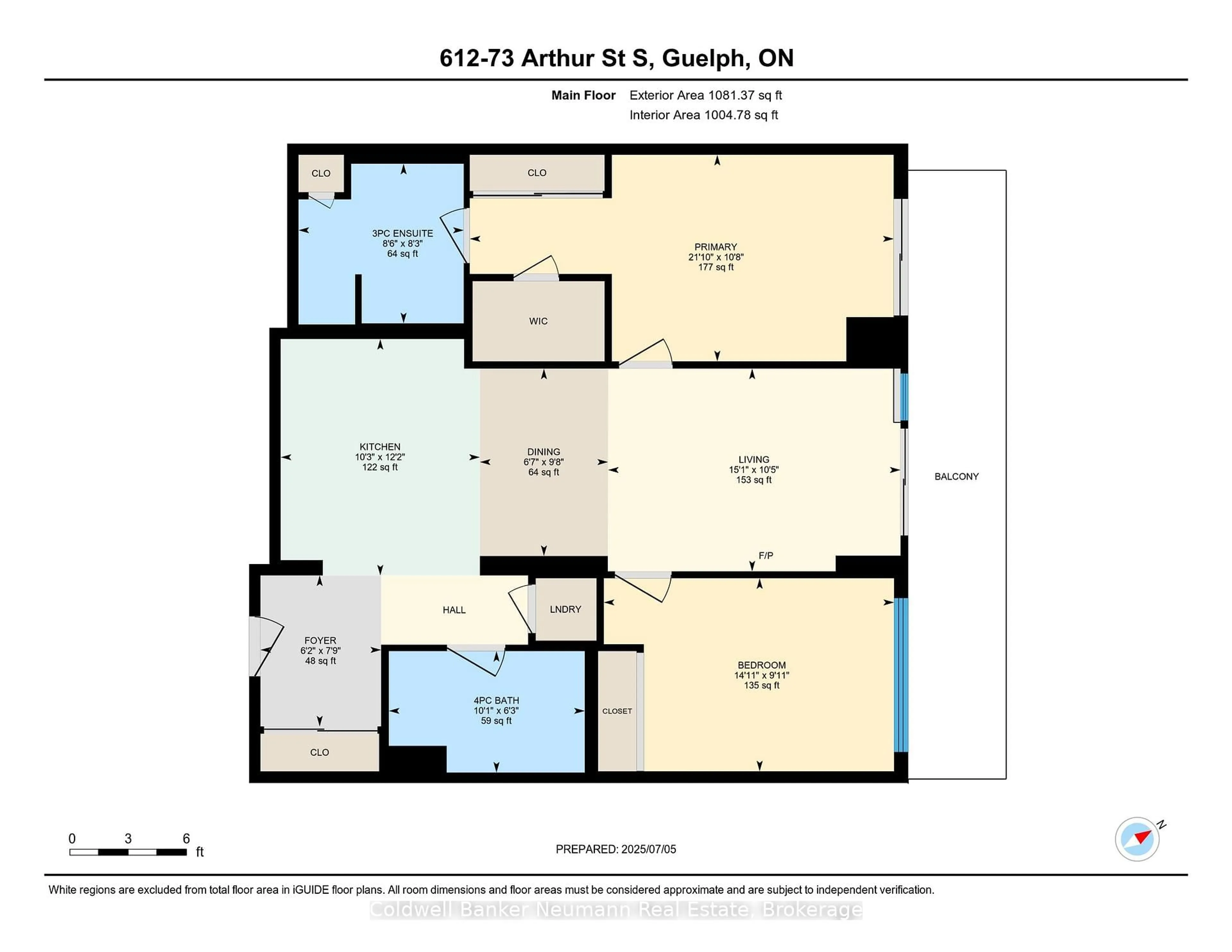 Floor plan for 73 Arthur St #612, Guelph Ontario N1E 0S6