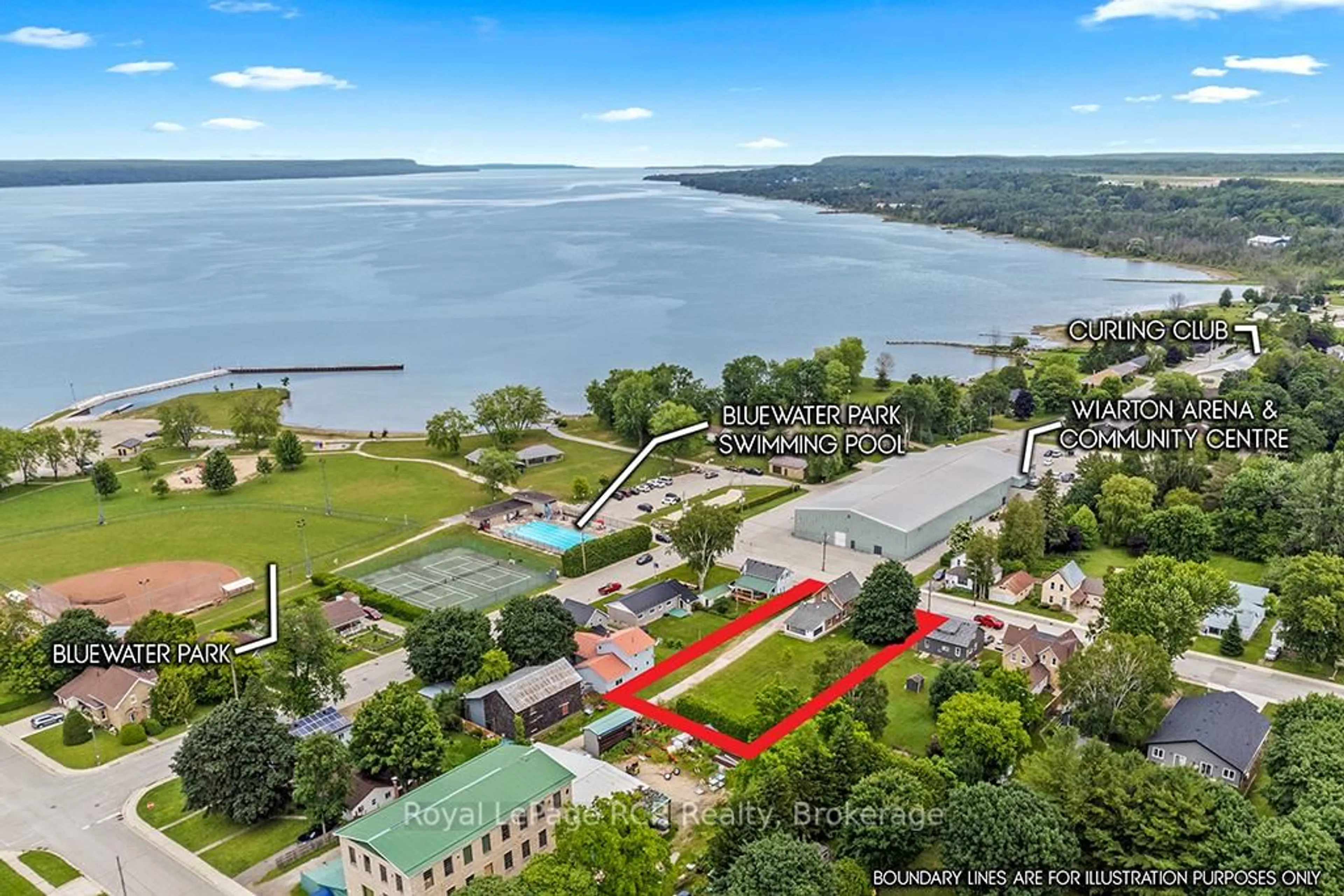 A pic from outside/outdoor area/front of a property/back of a property/a pic from drone, water/lake/river/ocean view for 524 Scott St, South Bruce Peninsula Ontario N0H 2T0