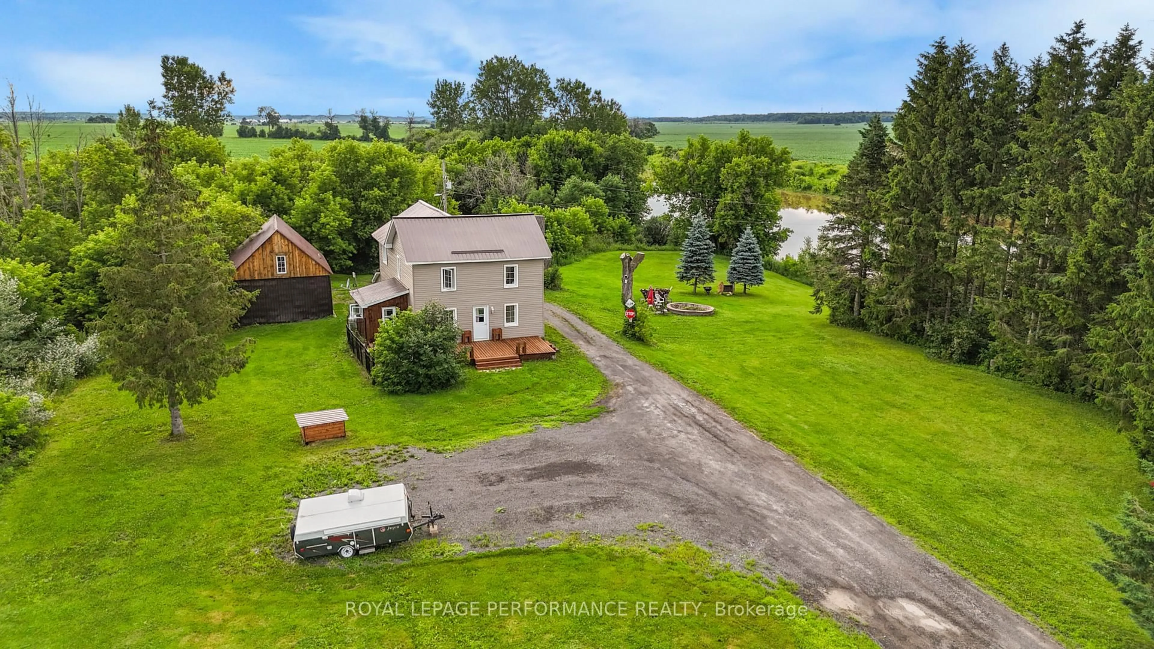 A pic from outside/outdoor area/front of a property/back of a property/a pic from drone, water/lake/river/ocean view for 961 Boundary Rd, Alfred and Plantagenet Ontario K0B 1C0