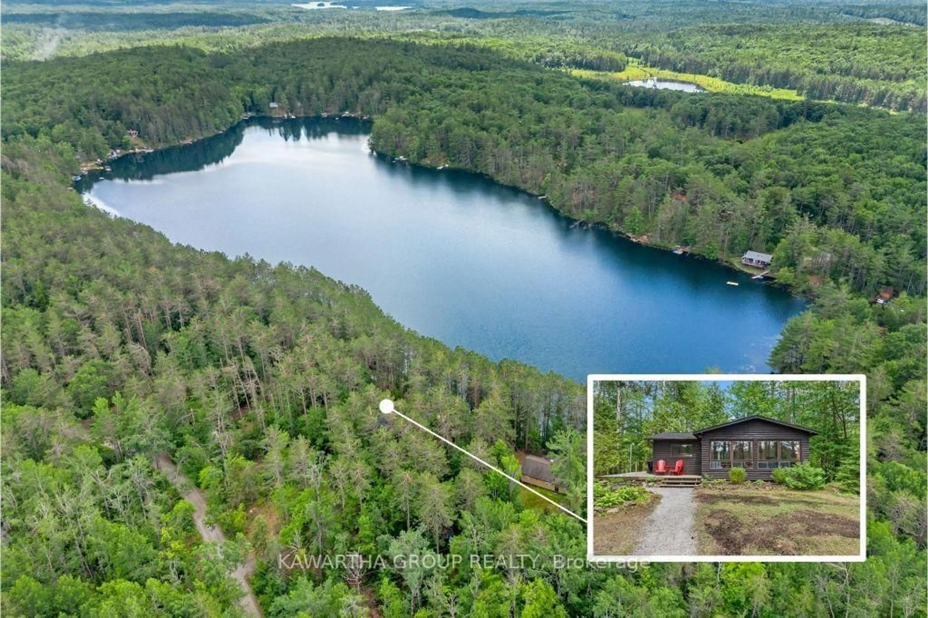 A pic from outside/outdoor area/front of a property/back of a property/a pic from drone, water/lake/river/ocean view for 1339 Spar Lake Rd, Minden Hills Ontario K0M 2L1