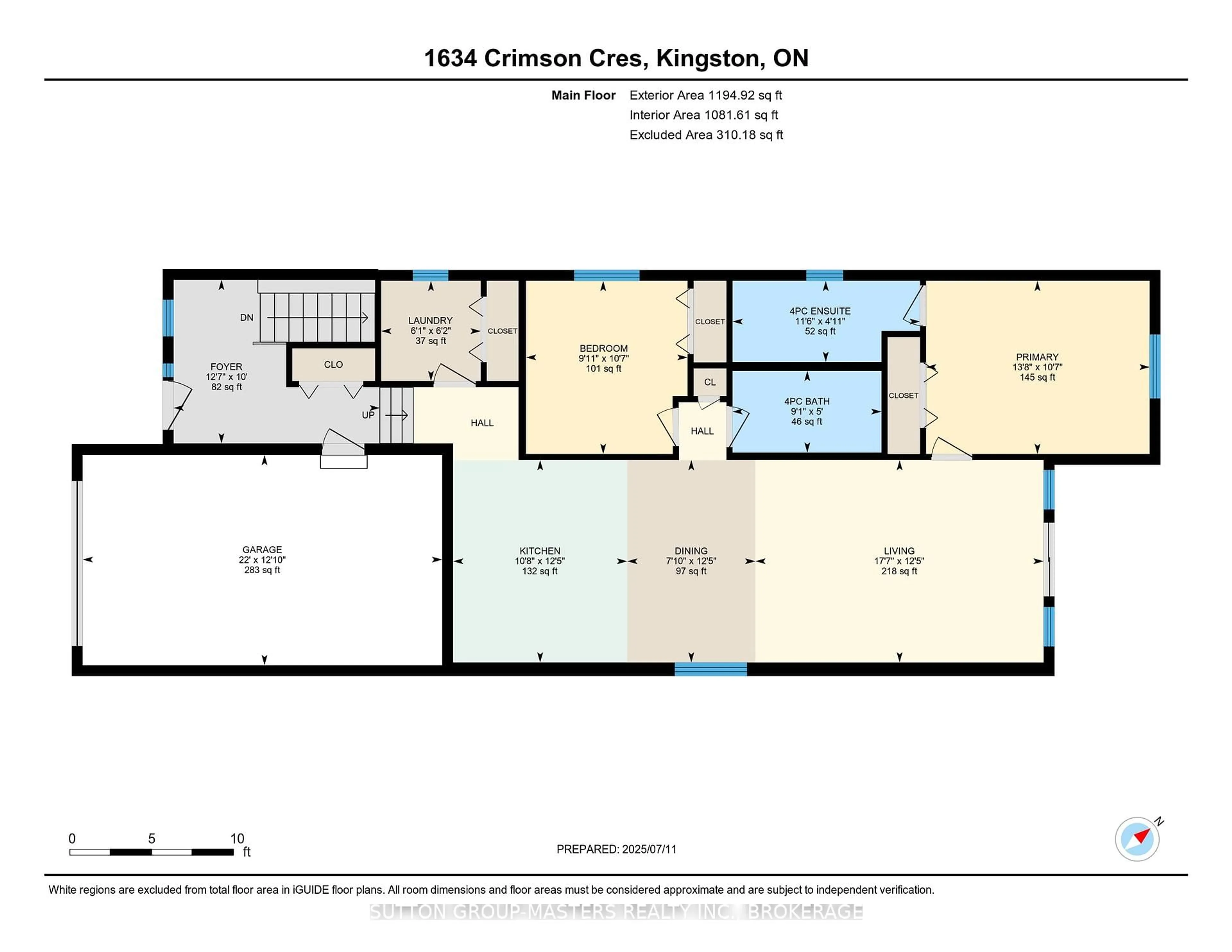 Floor plan for 1634 Crimson Cres, Kingston Ontario K7P 0J3