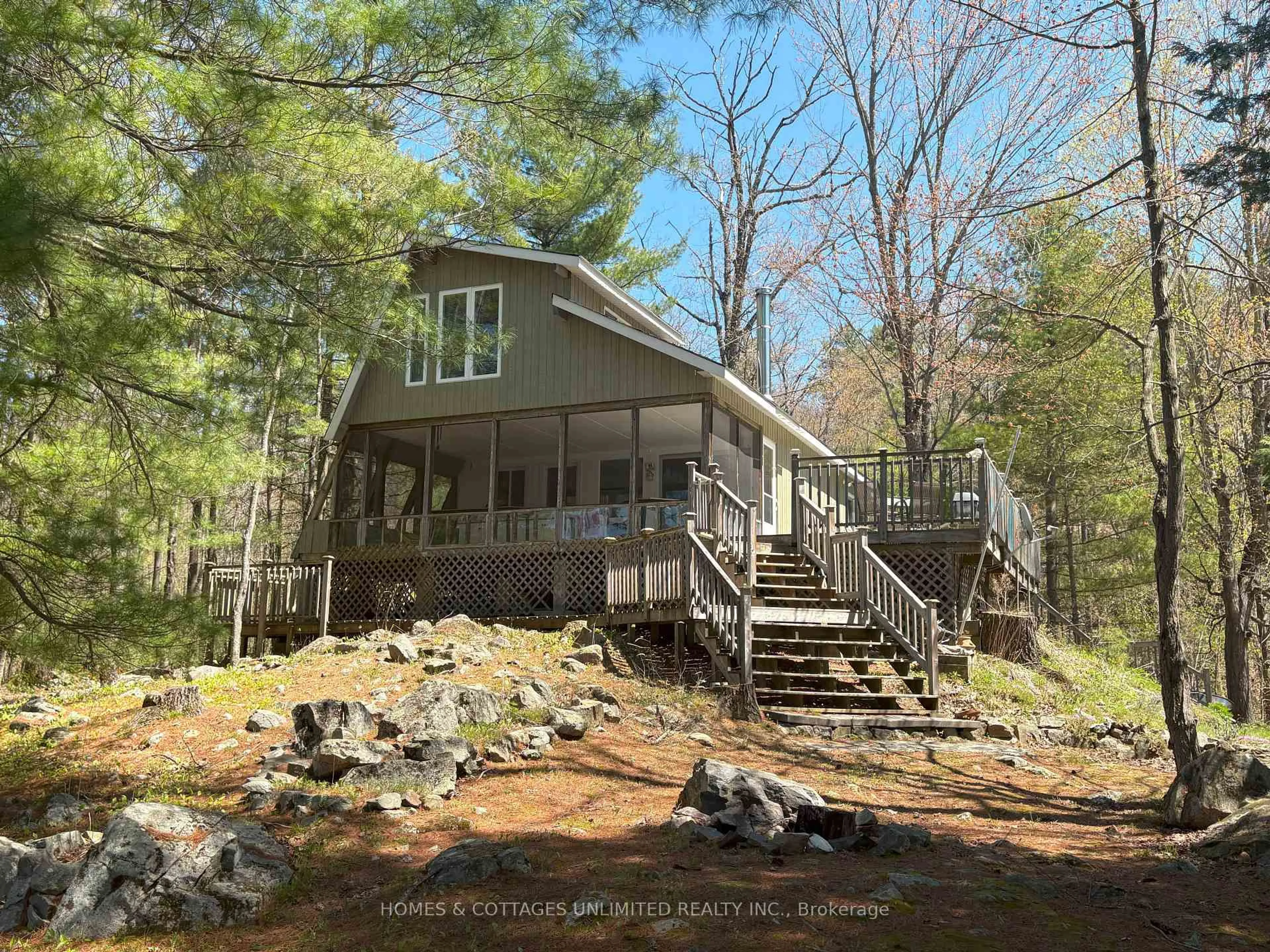 A pic from outside/outdoor area/front of a property/back of a property/a pic from drone, water/lake/river/ocean view for 12 Stone Hill Junction Rd, Greater Madawaska Ontario K0H 0G0