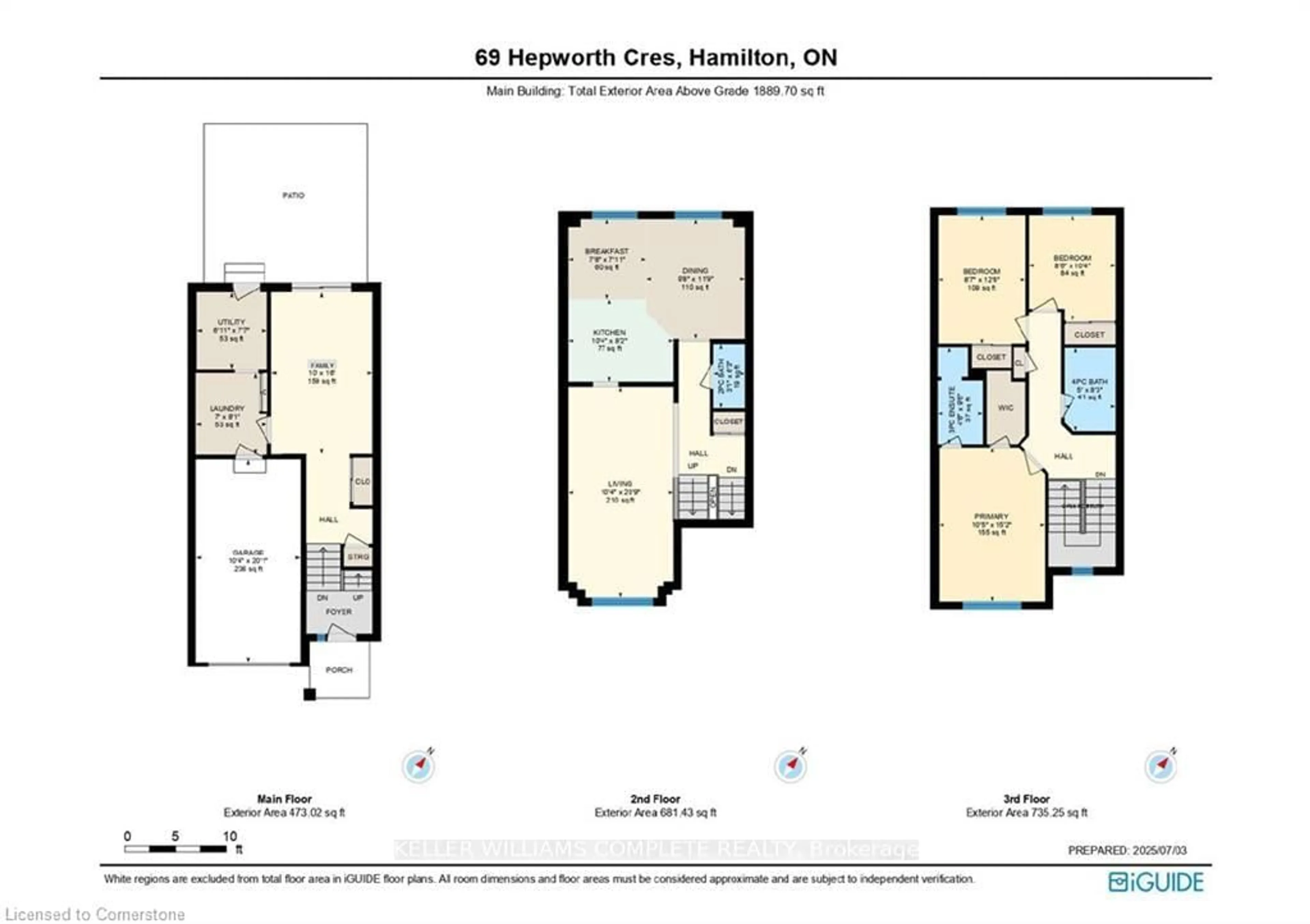 Floor plan for 69 Hepworth Cres, Hamilton Ontario L9K 0C4