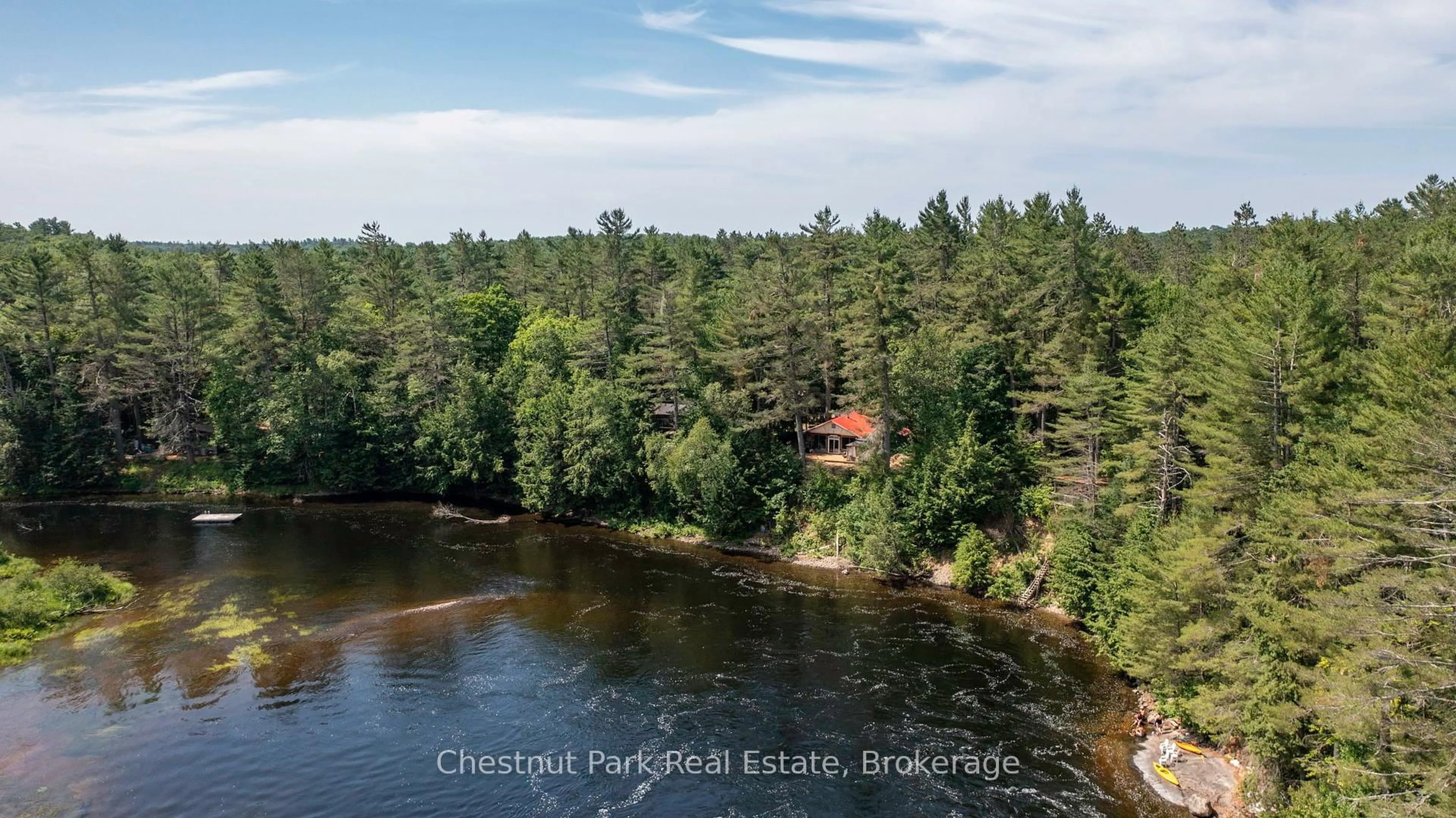 A pic from outside/outdoor area/front of a property/back of a property/a pic from drone, water/lake/river/ocean view for 1277 Sherwood Forest Rd, Bracebridge Ontario P1L 1X3