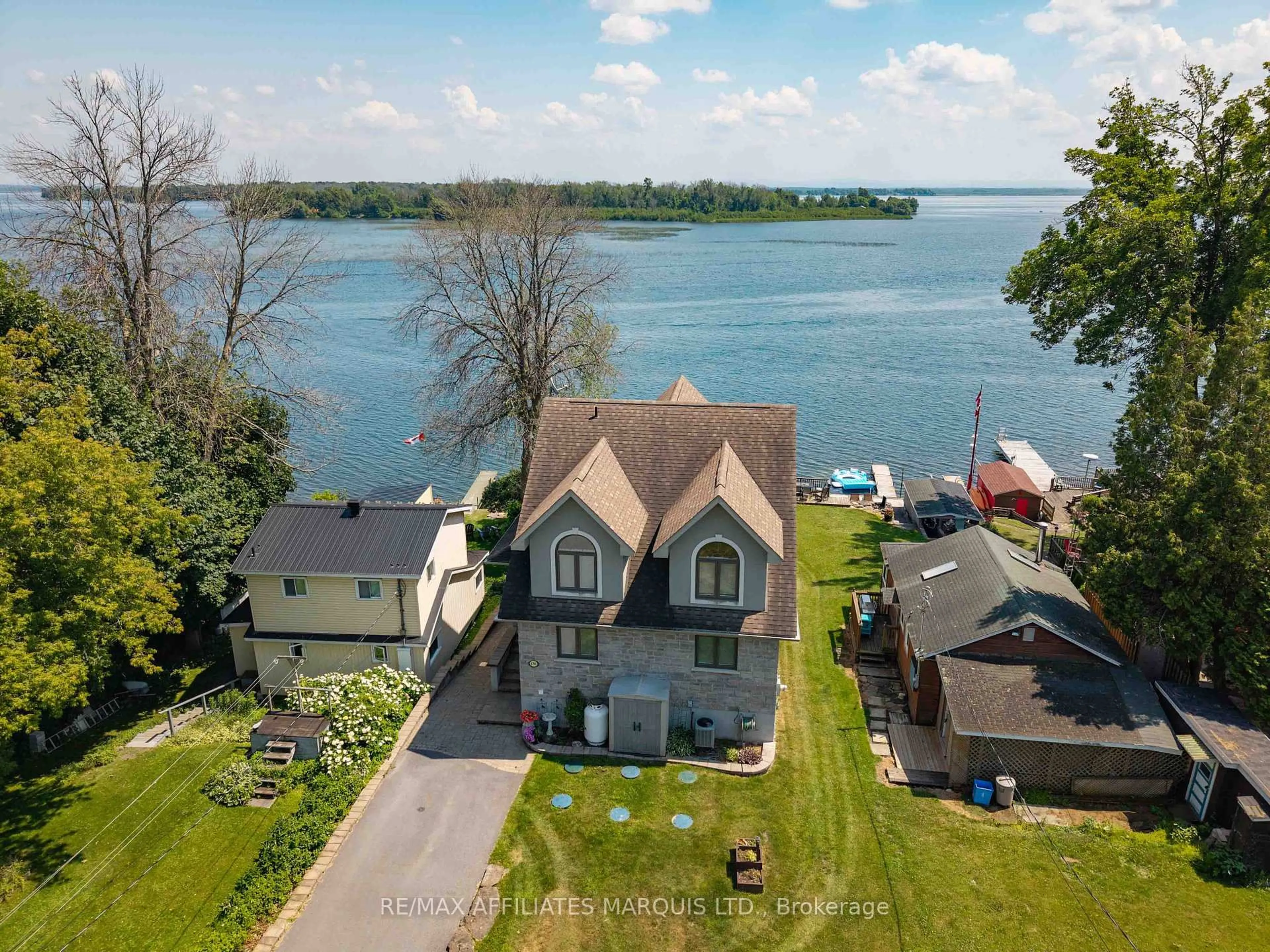 A pic from outside/outdoor area/front of a property/back of a property/a pic from drone, water/lake/river/ocean view for 6796 St Louis Point Rd, South Glengarry Ontario K0C 2E0