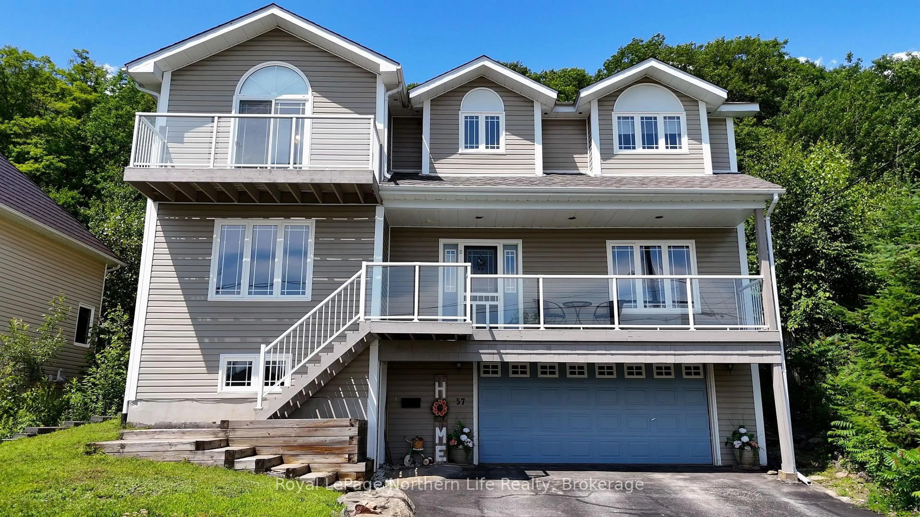 Home with vinyl exterior material, street for 57 Belleview Cres, North Bay Ontario P1B 8T8