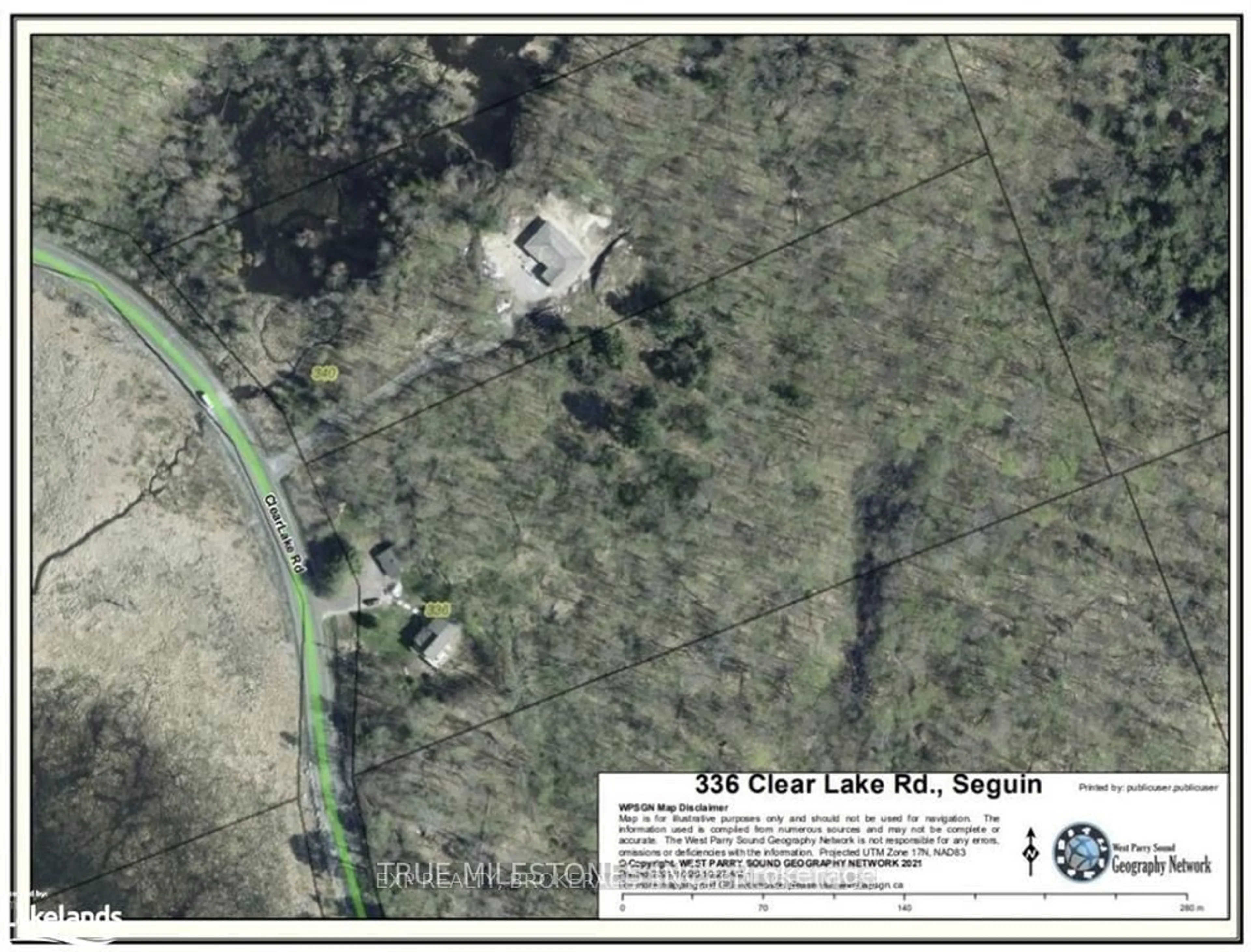 A pic from outside/outdoor area/front of a property/back of a property/a pic from drone, street for 336 Clear Lake Rd, Seguin Ontario P2A 2W8
