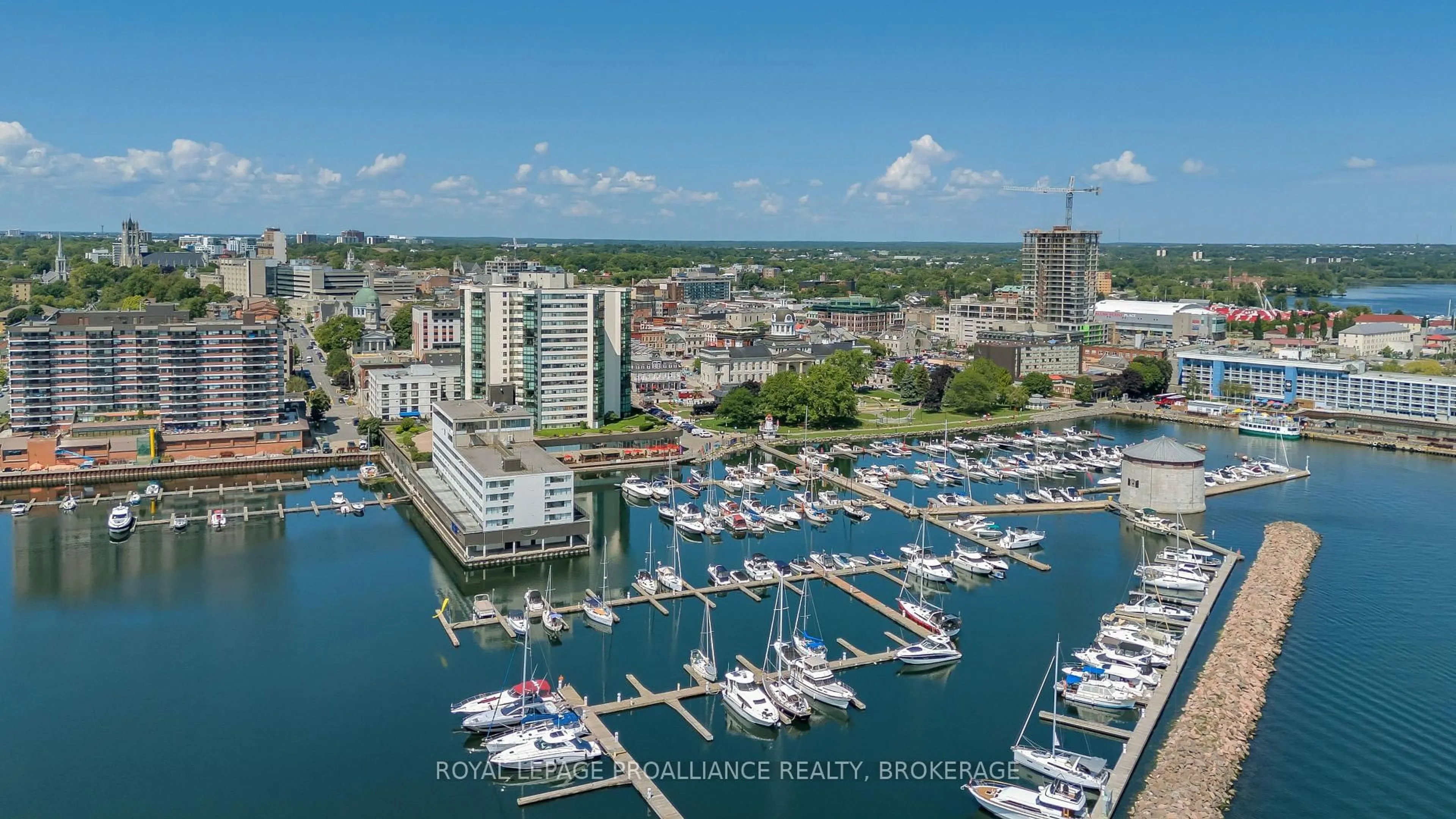 A pic from outside/outdoor area/front of a property/back of a property/a pic from drone, water/lake/river/ocean view for 185 Ontario St #1203, Kingston Ontario K7L 2Y7