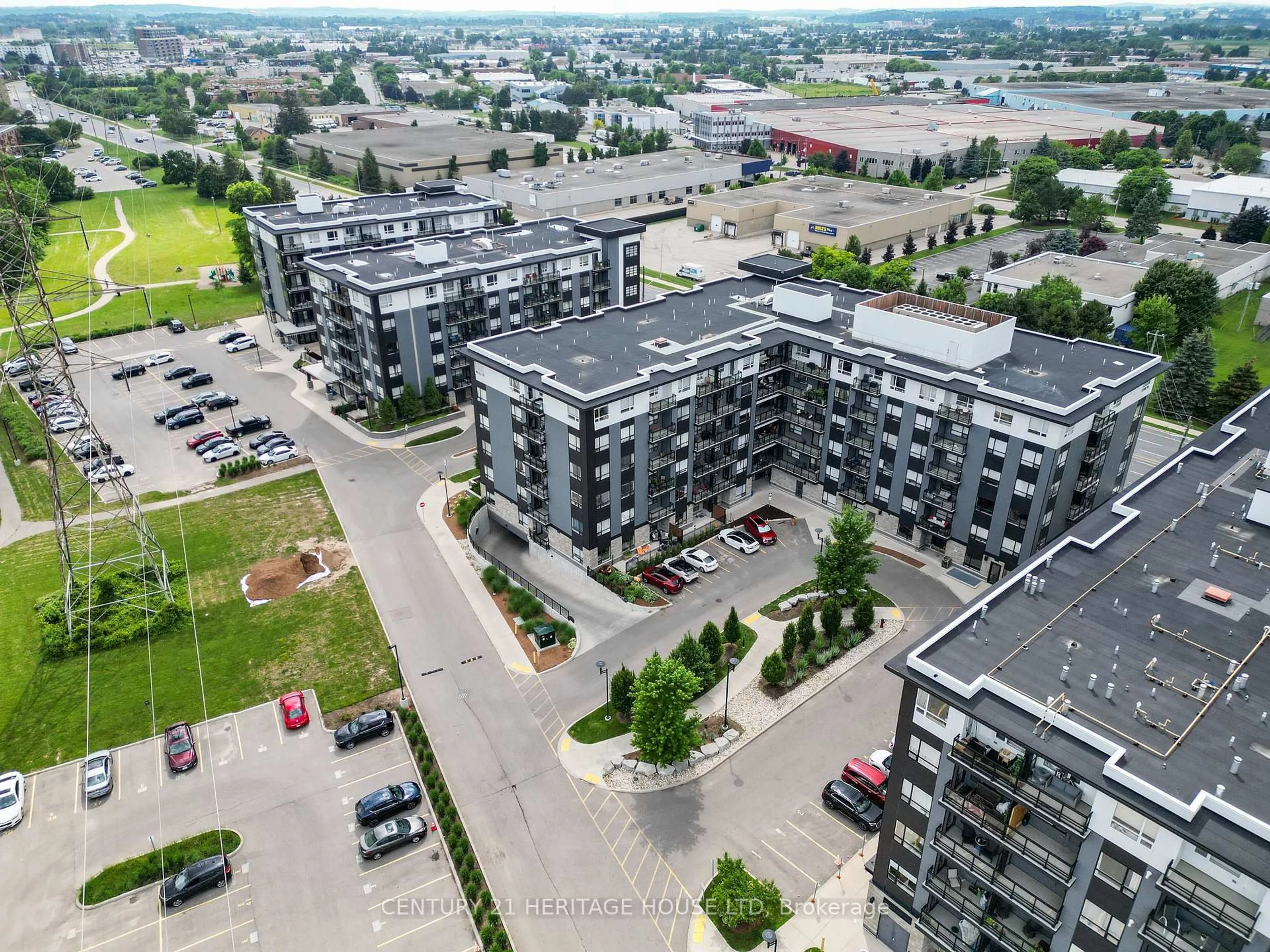 A pic from outside/outdoor area/front of a property/back of a property/a pic from drone, city buildings view from balcony for 251 Northfield Dr #512, Waterloo Ontario N2K 0G9