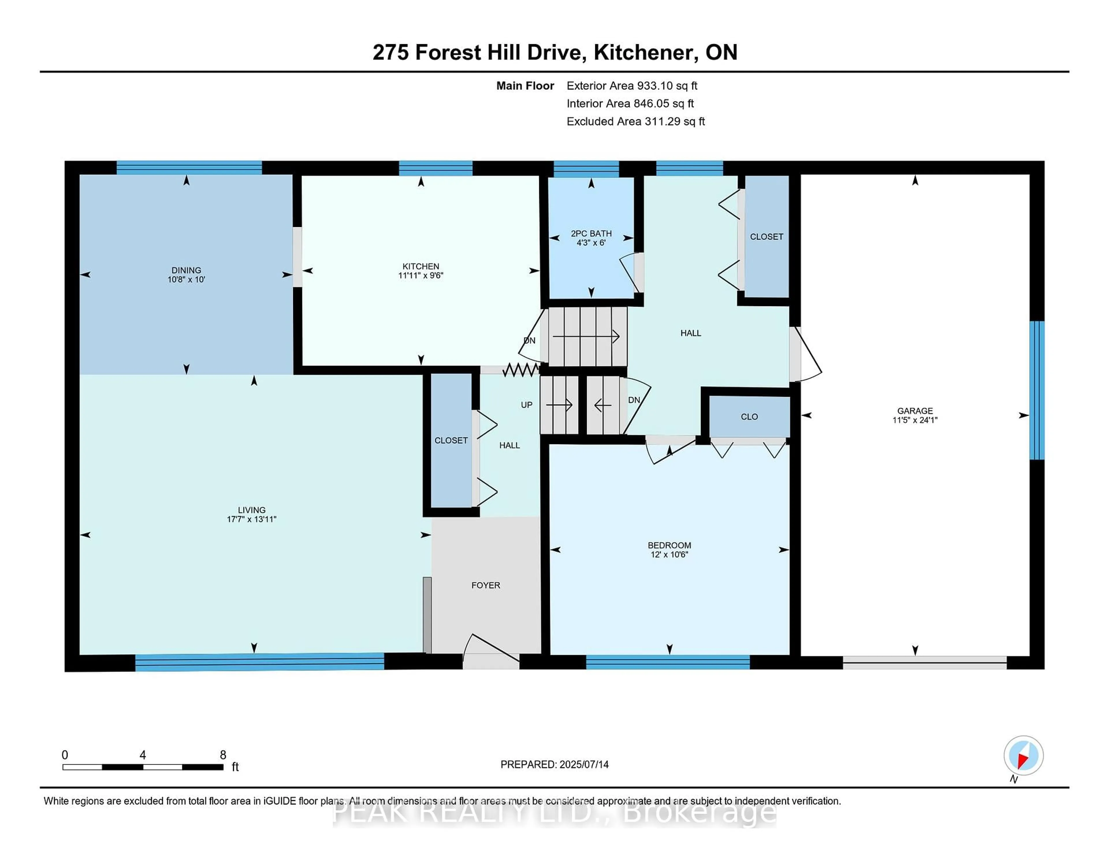 Floor plan for 275 Forest Hill Dr, Kitchener Ontario N2M 4G7