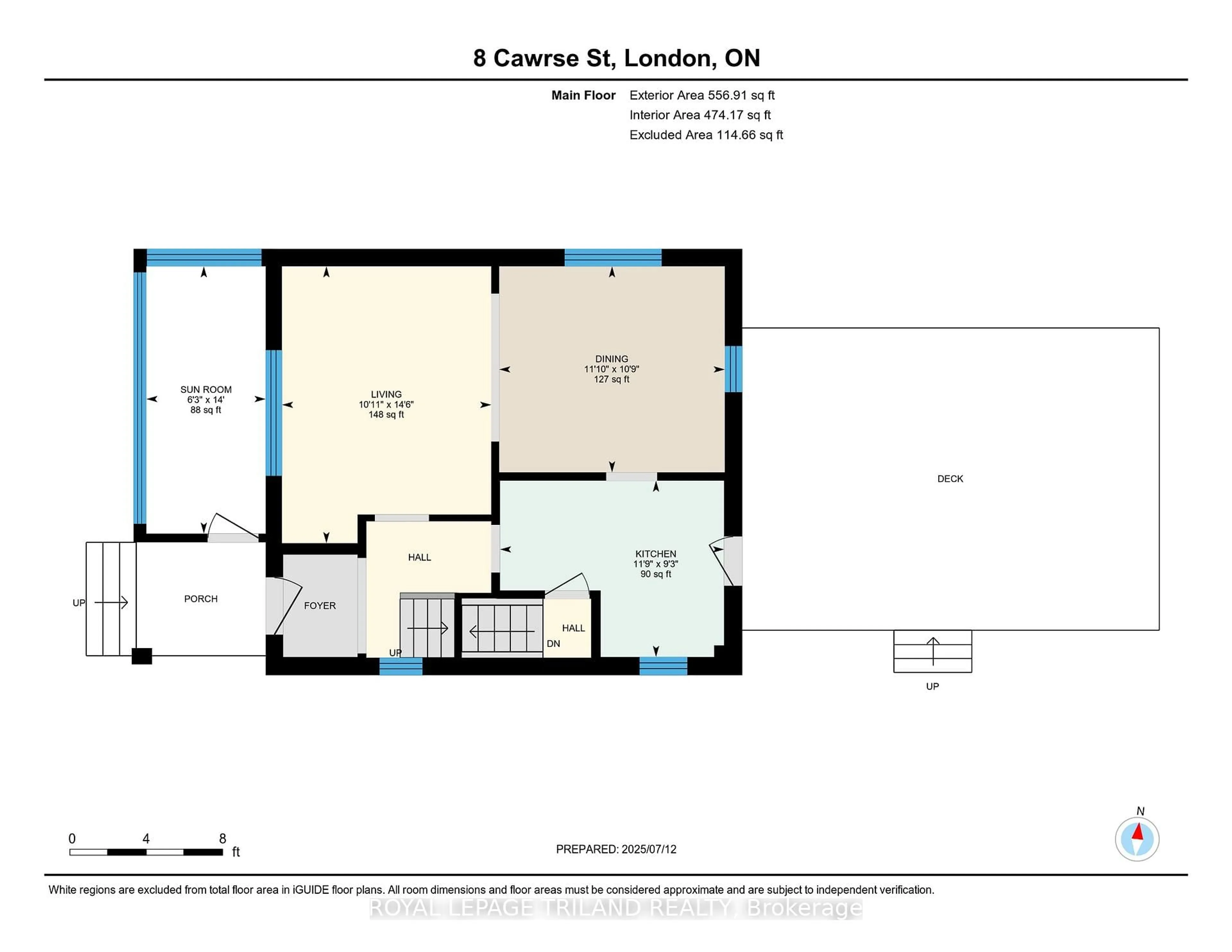 Floor plan for 8 Cawrse St, London South Ontario N6J 2T2