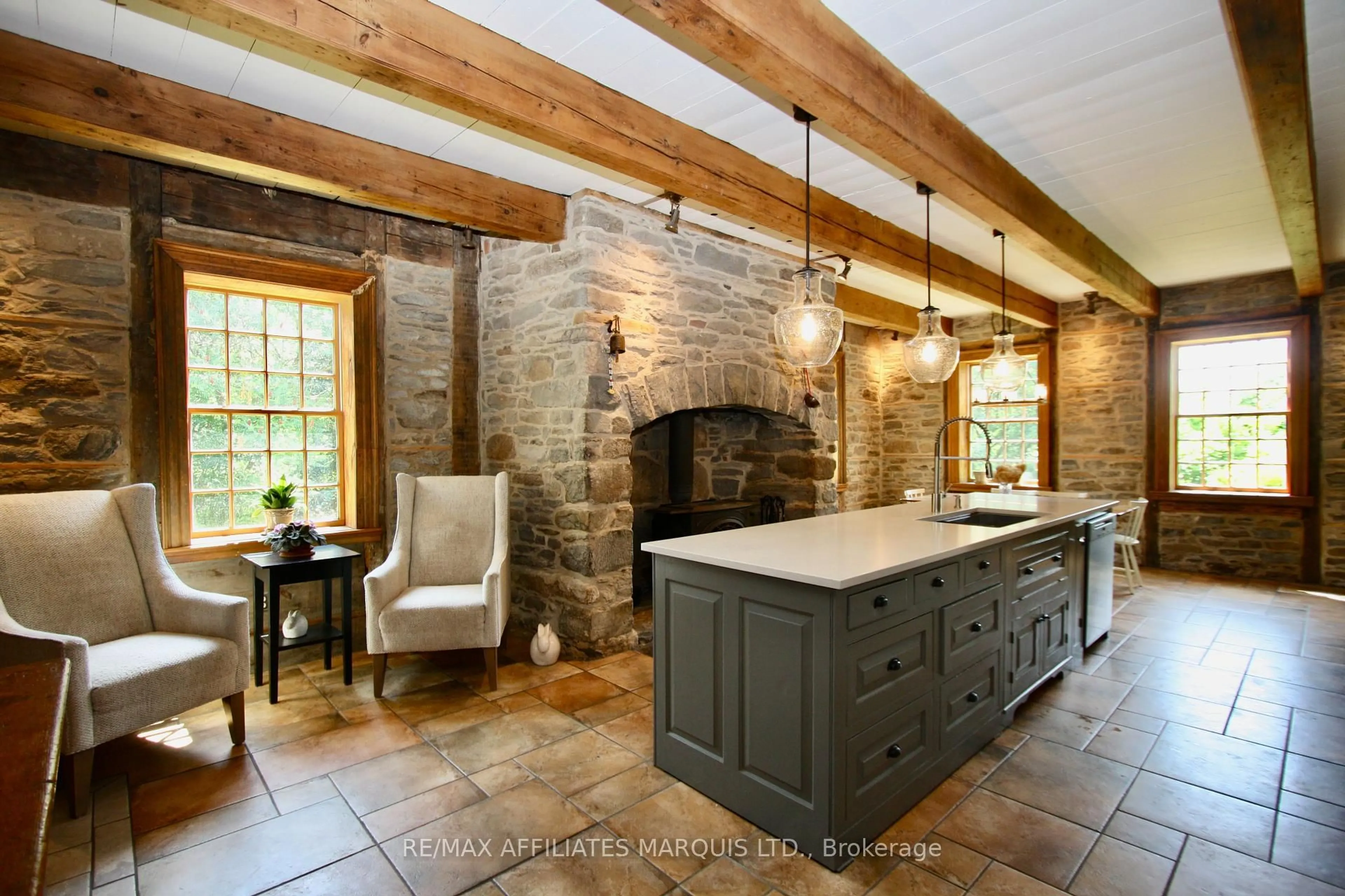 Rustic kitchen, ceramic/tile floor for 21831 Conc 2 Rd, South Glengarry Ontario K0C 1E0